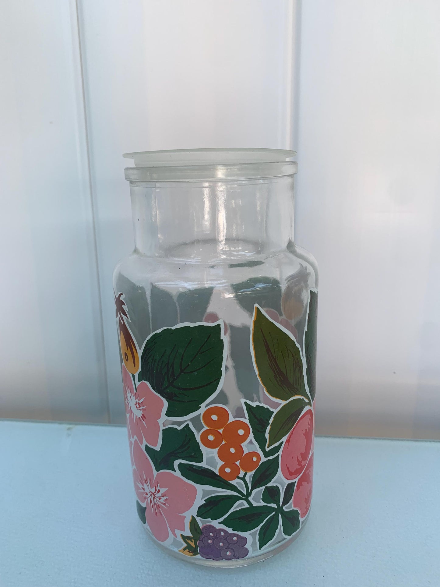 Vintage Sealed Flower Glass Kitchen Jar Made in Italy