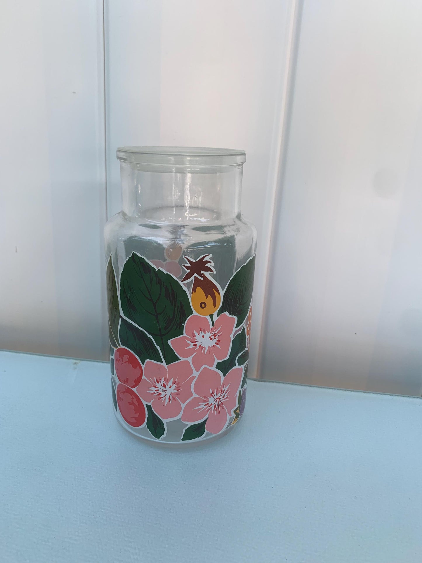 Vintage Sealed Flower Glass Kitchen Jar Made in Italy