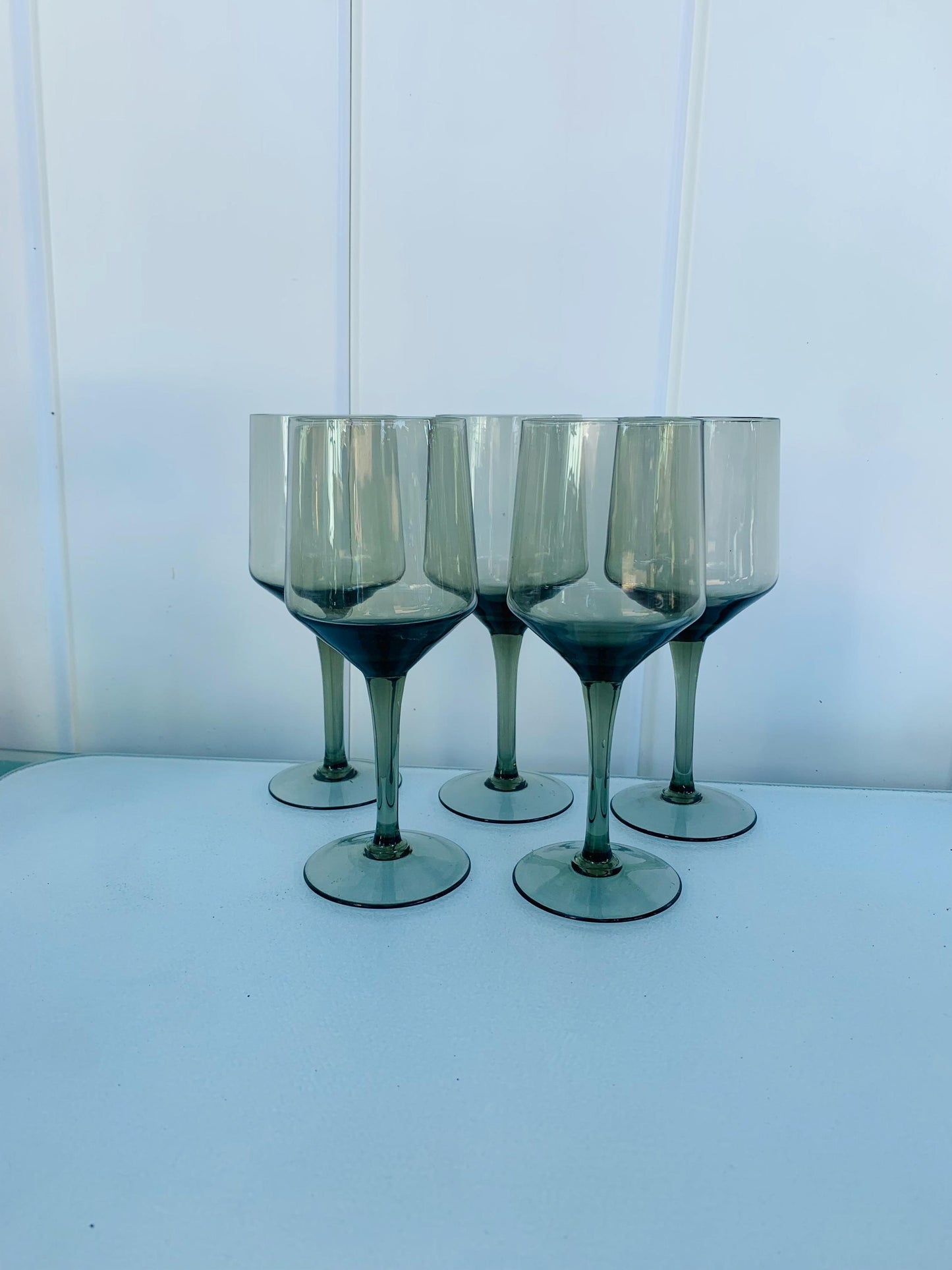 Set of 5 MCM Smokey Gray Wine Glasses