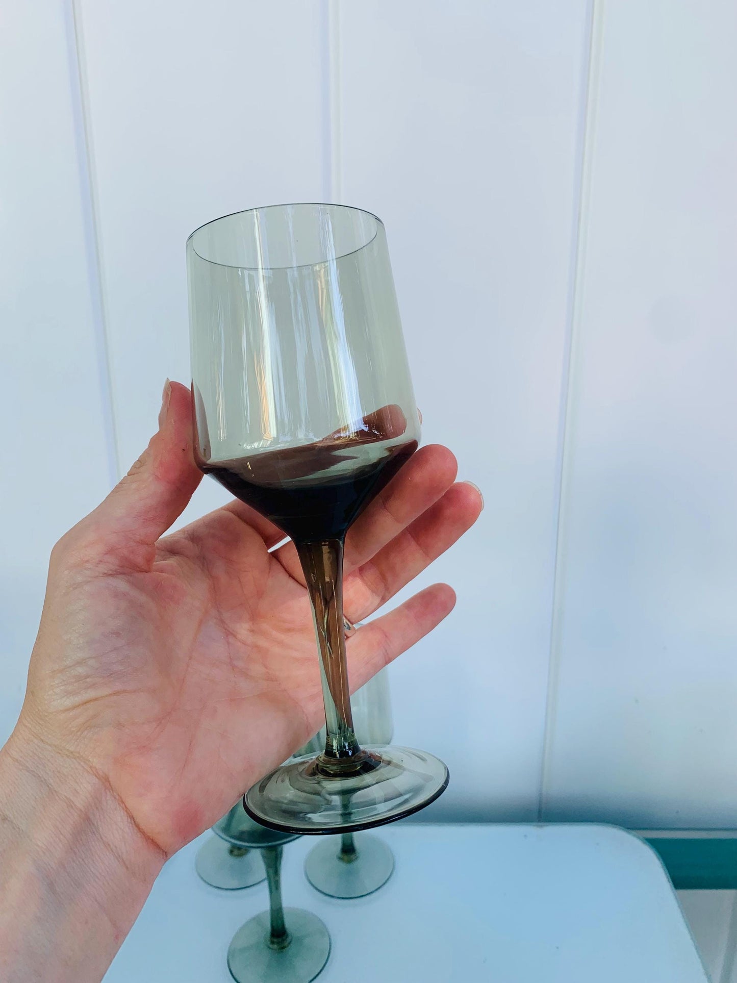 Set of 5 MCM Smokey Gray Wine Glasses