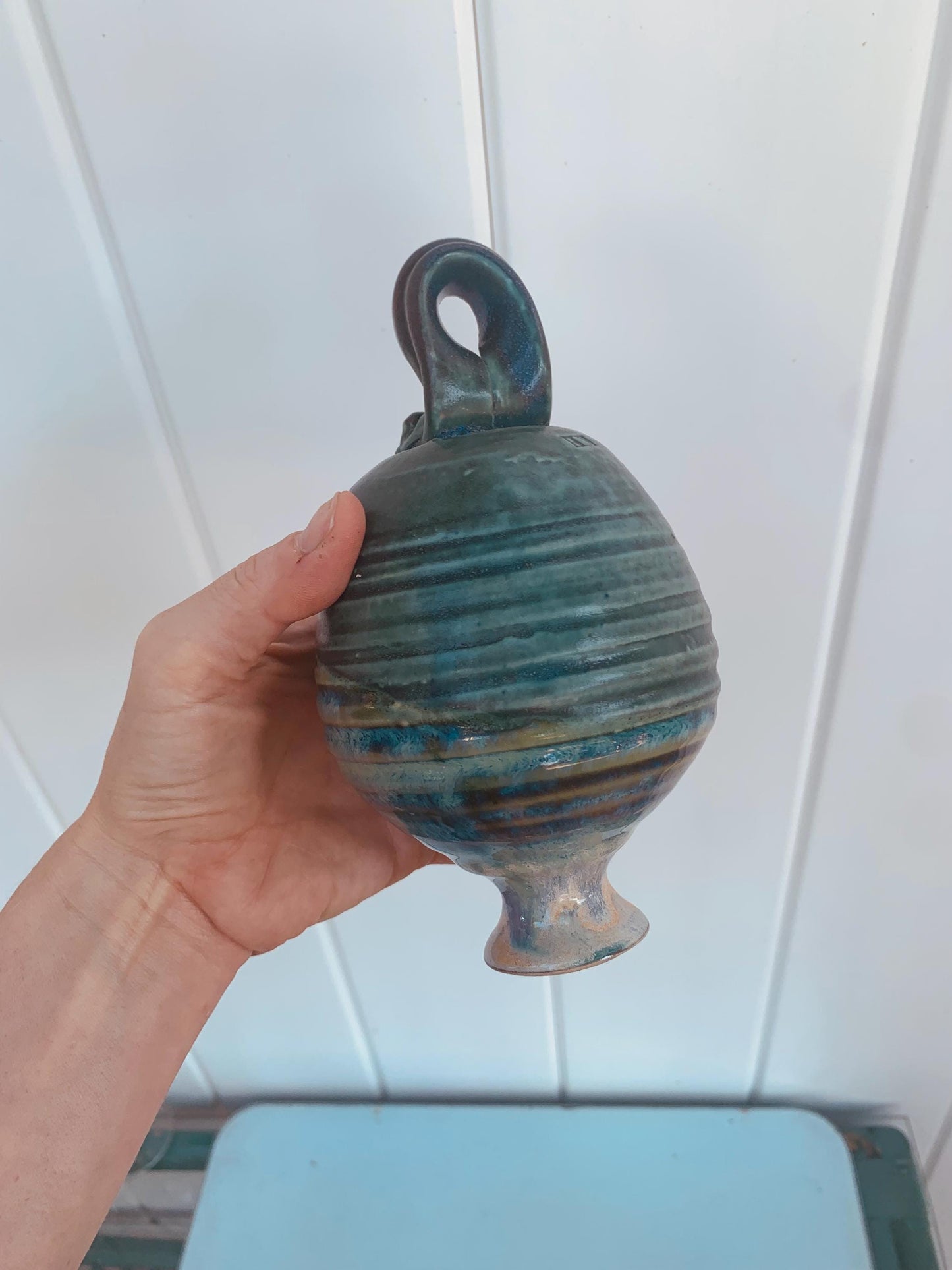 Handmade Blue Pottery Hornet Catcher