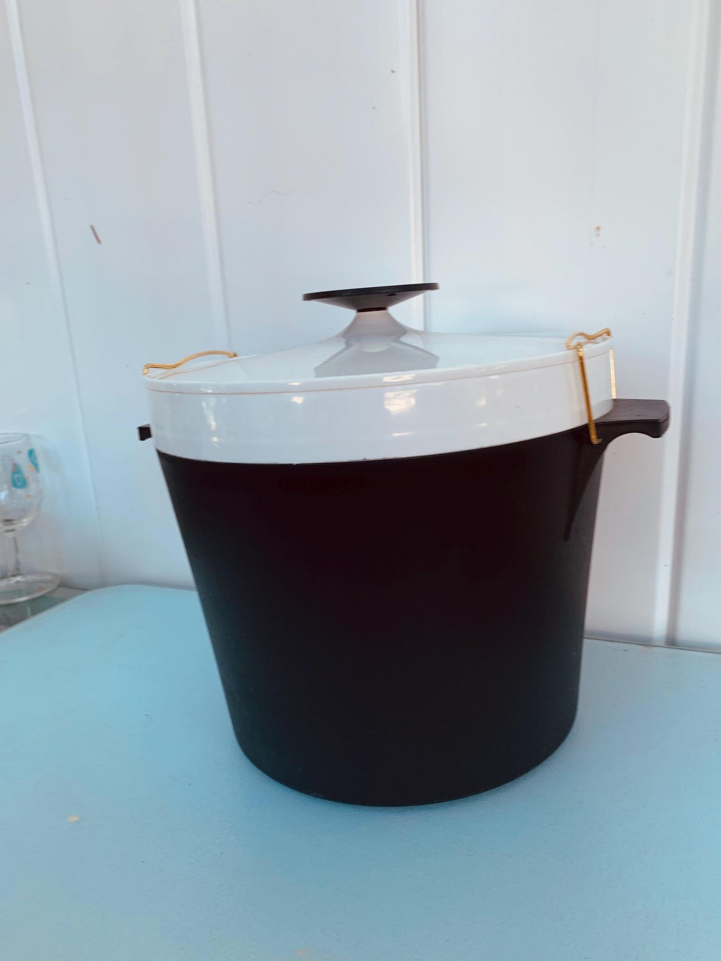 Vintage Therma Ware Black and White Ice Bucket Made by David Douglas in USA