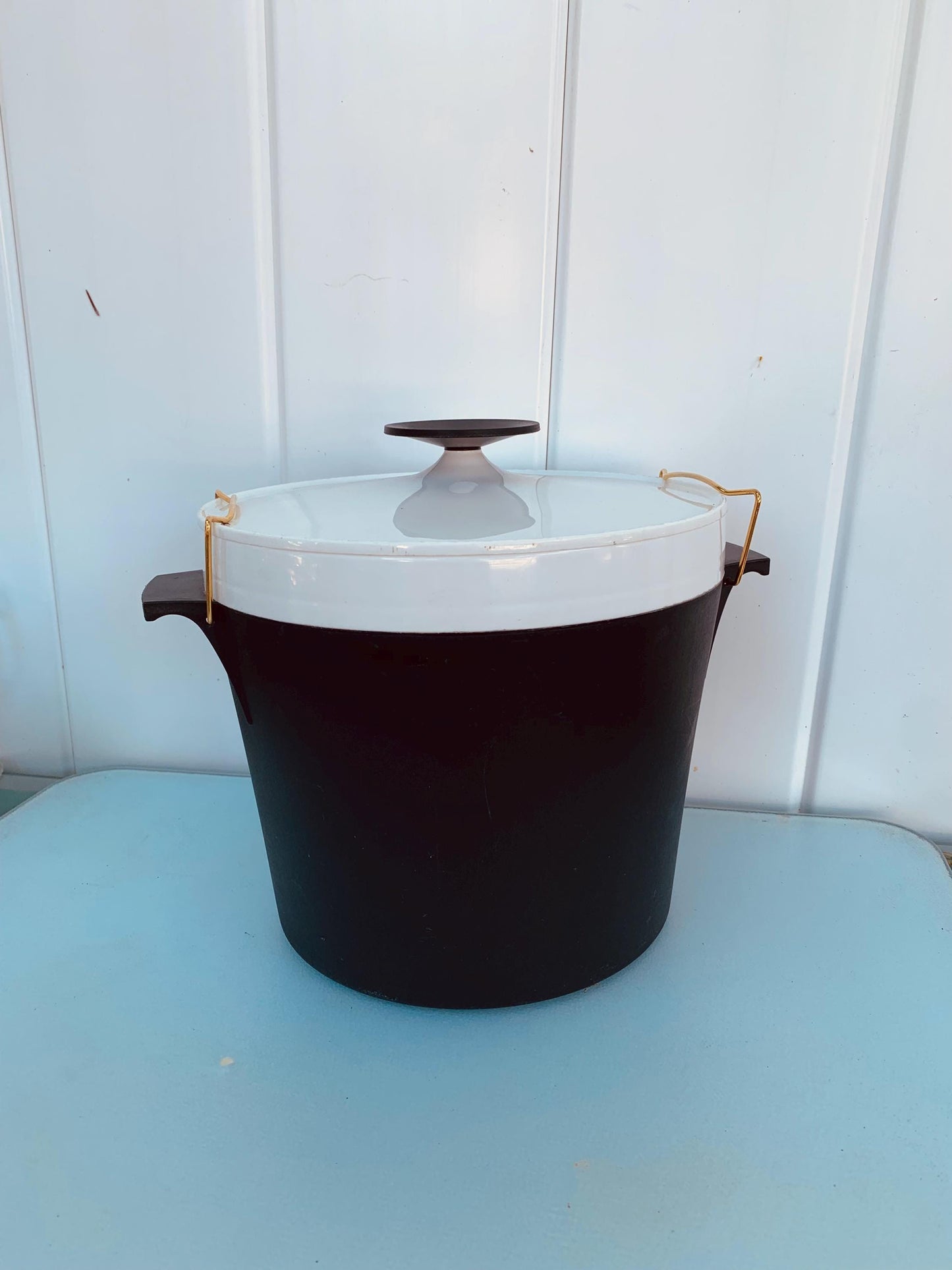 Vintage Therma Ware Black and White Ice Bucket Made by David Douglas in USA