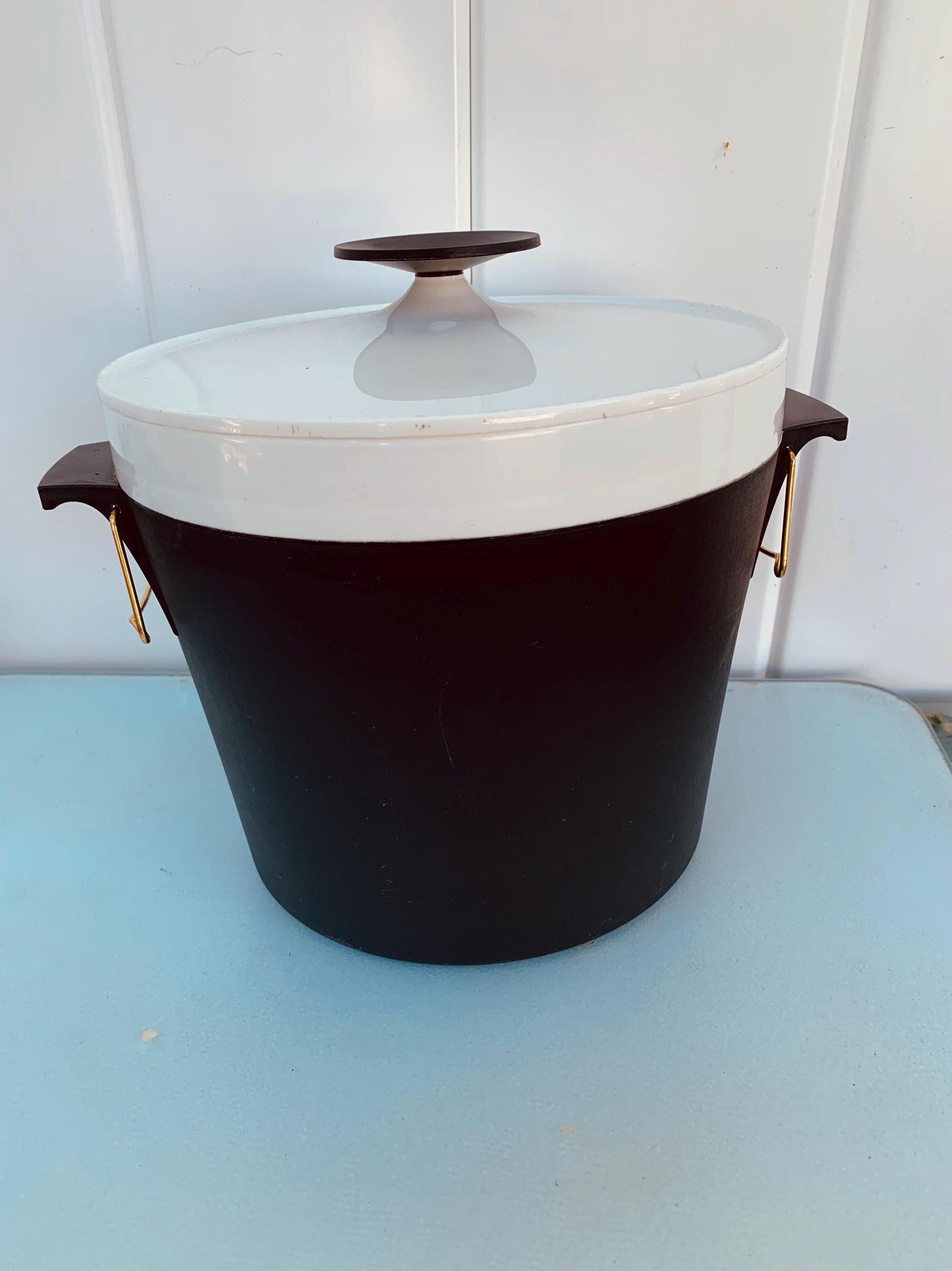 Vintage Therma Ware Black and White Ice Bucket Made by David Douglas in USA