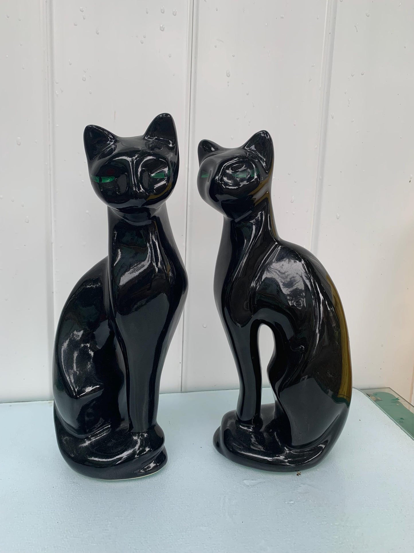 Pair of MCM Artmark Ceramic Black Cats Made in Taiwan