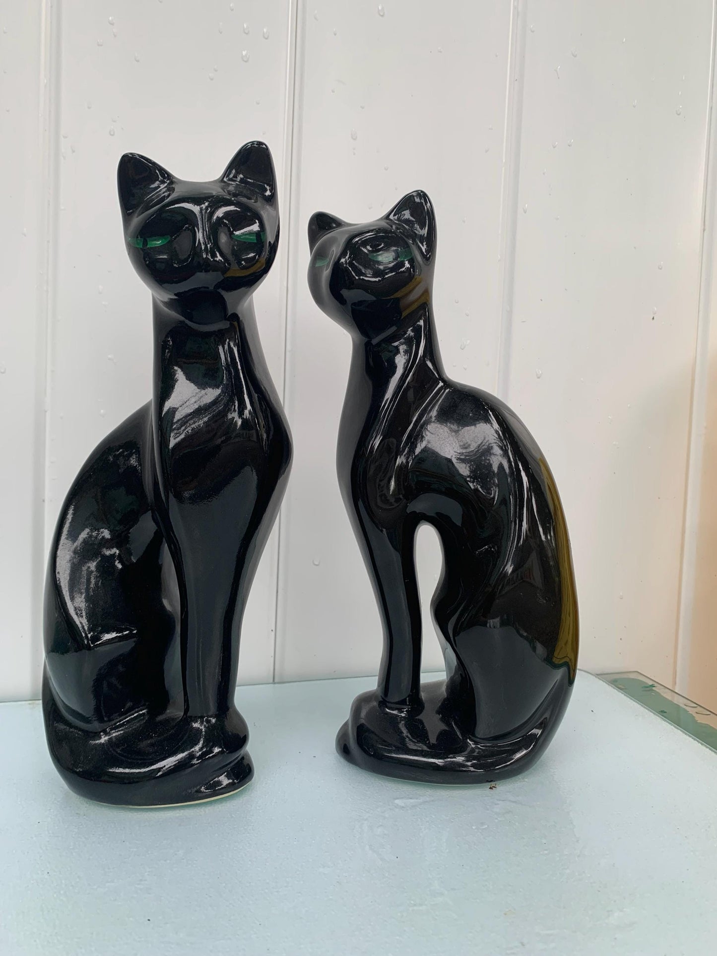 Pair of MCM Artmark Ceramic Black Cats Made in Taiwan