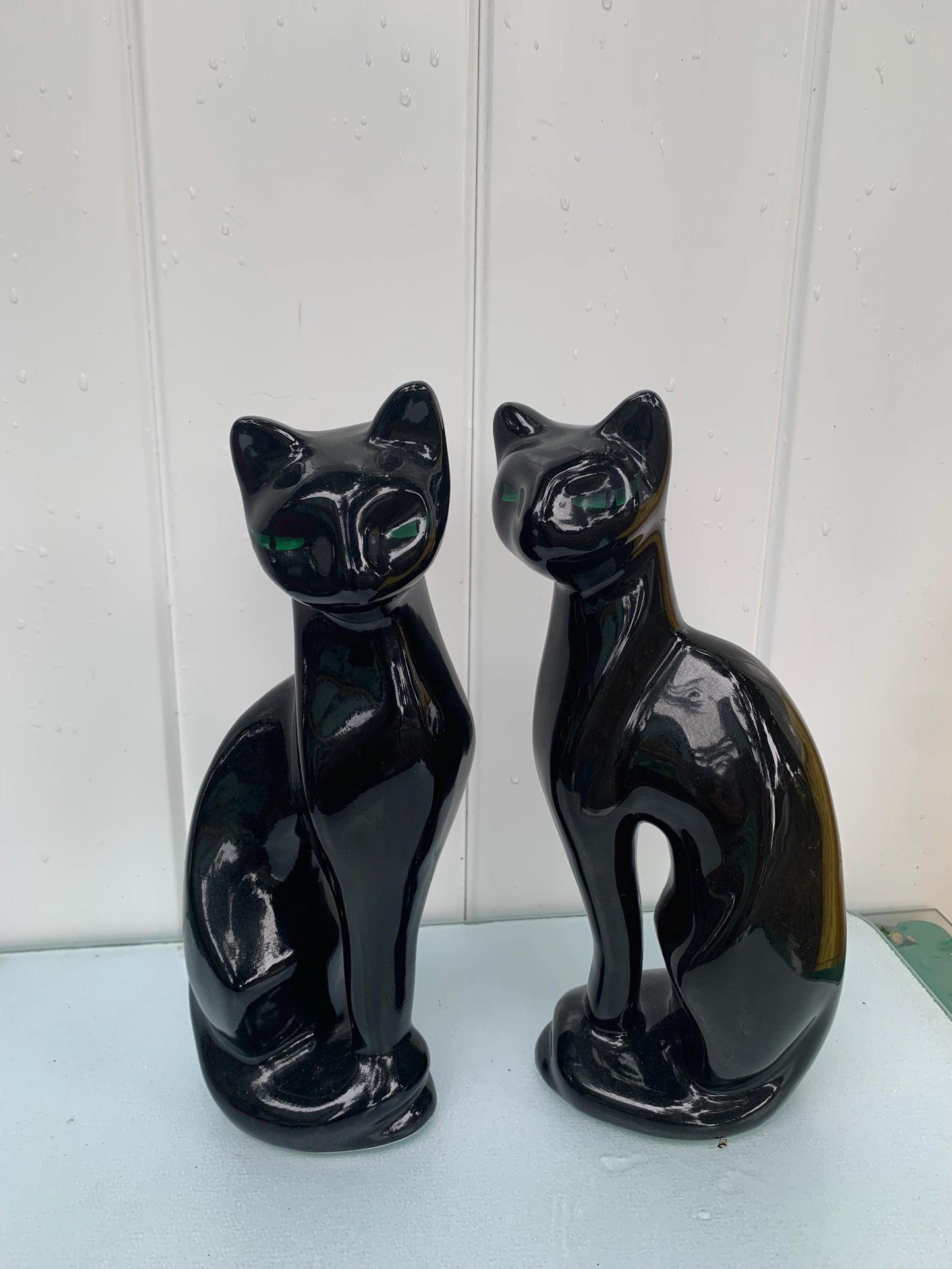 Pair of MCM Artmark Ceramic Black Cats Made in Taiwan