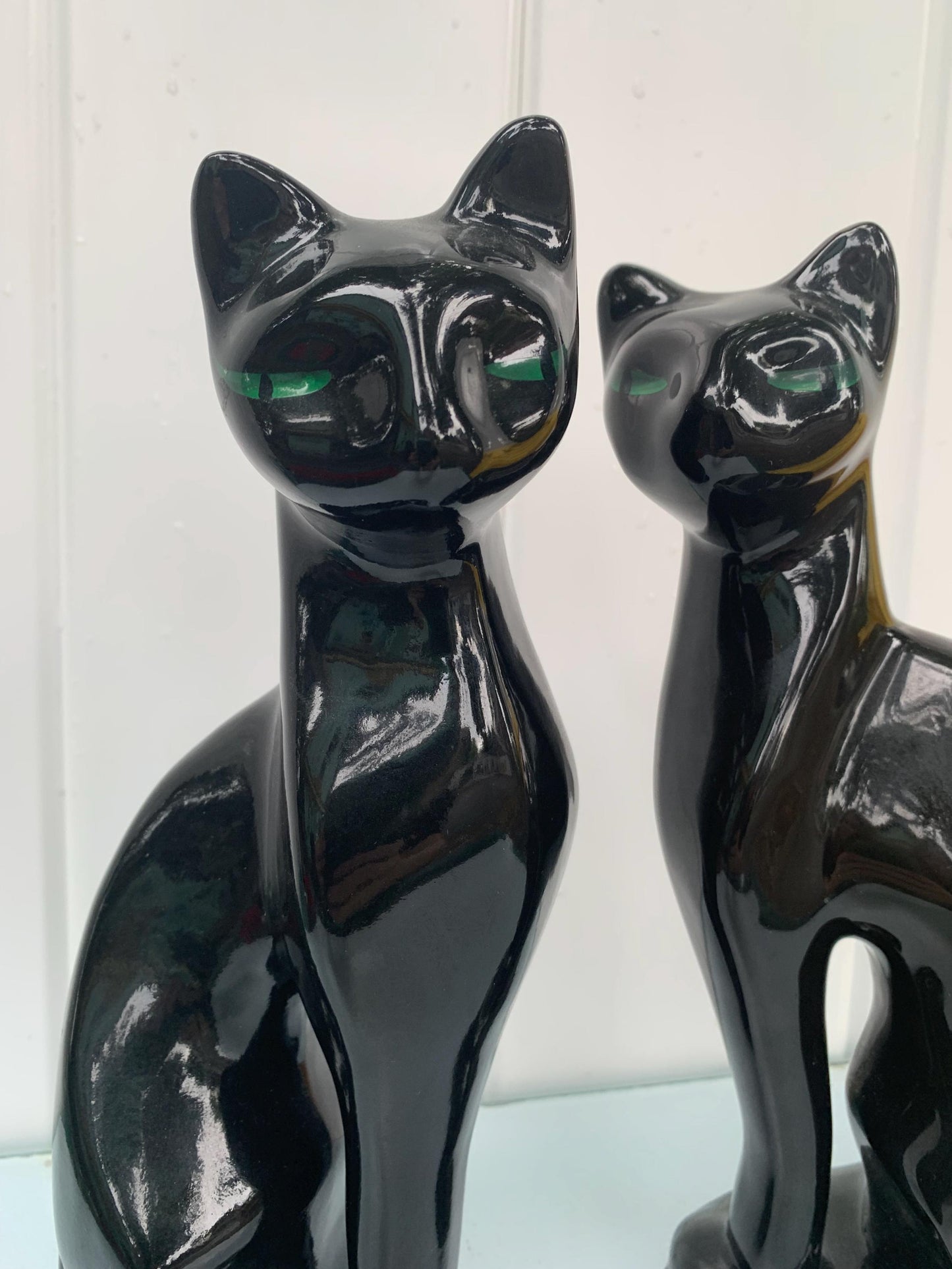 Pair of MCM Artmark Ceramic Black Cats Made in Taiwan