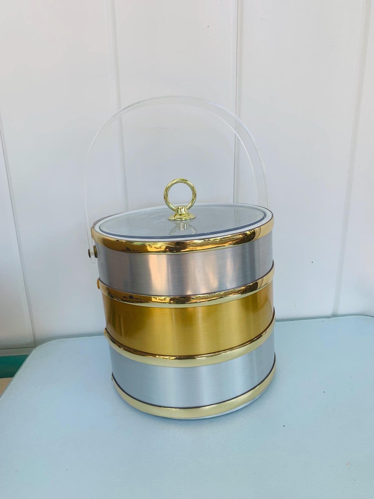 MCM Gold and Silver Ice Bucket