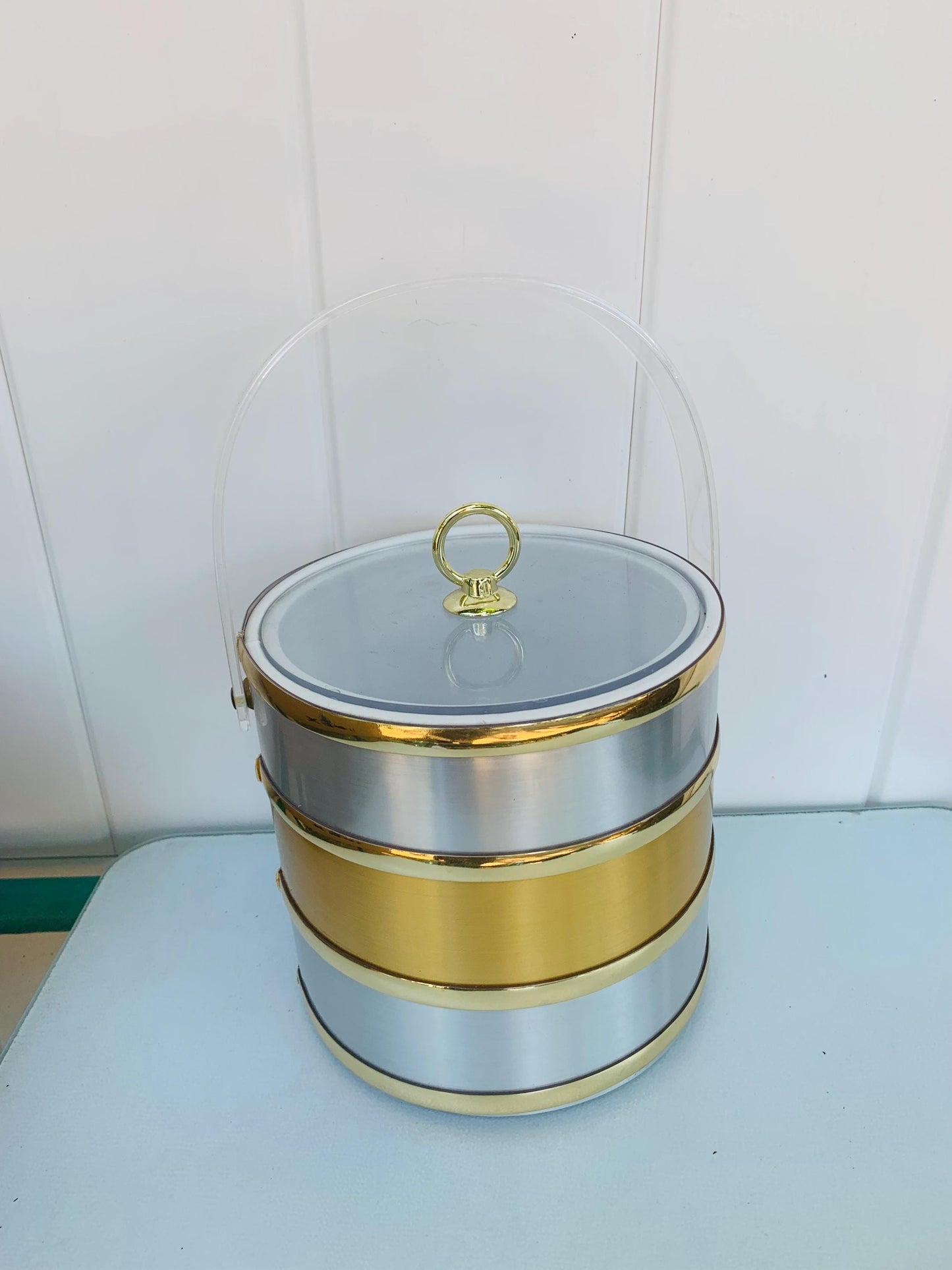 MCM Gold and Silver Ice Bucket