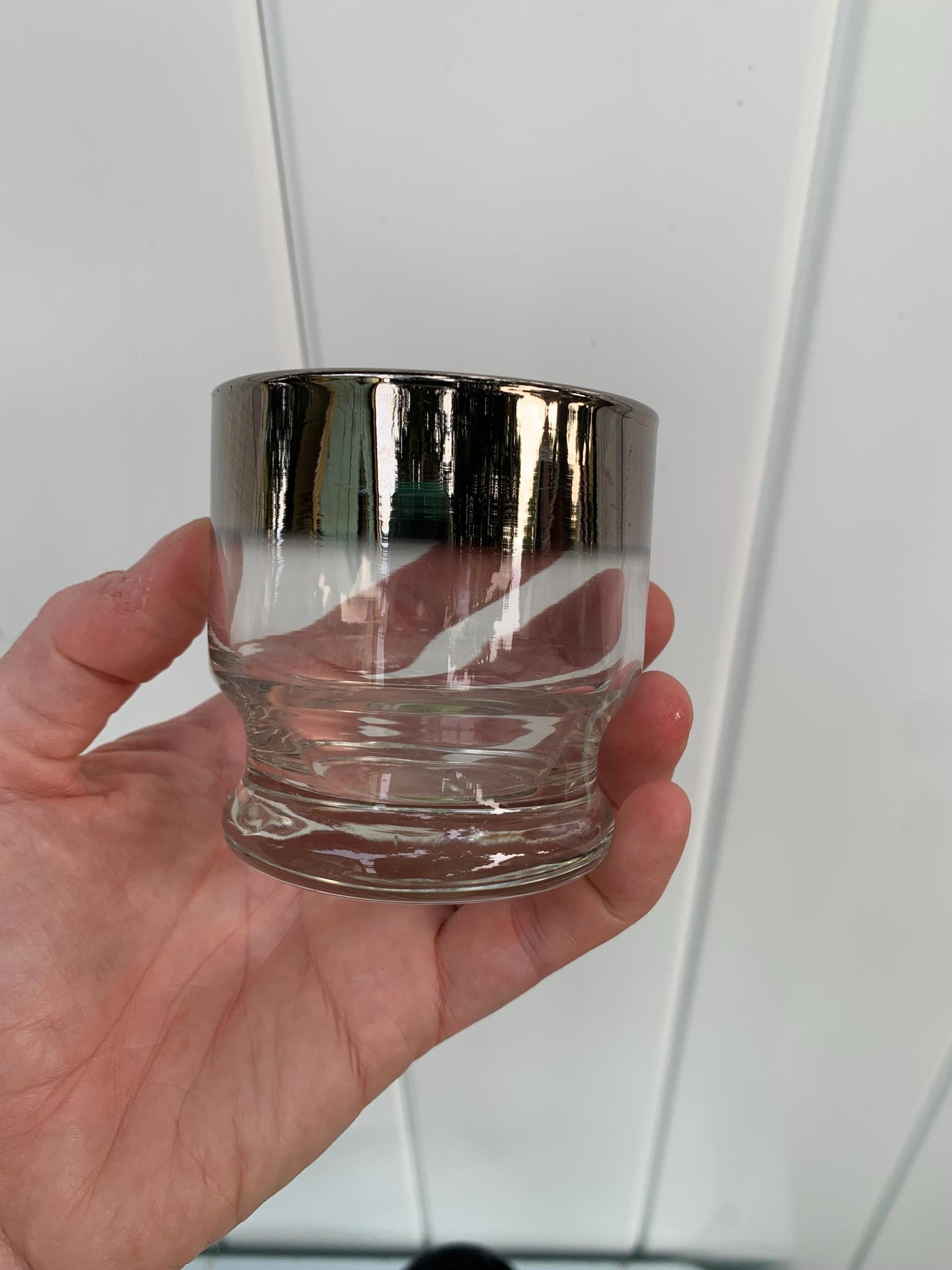 Set of 6 Low Ball MCM  Silver Fade Glasses with Decanter