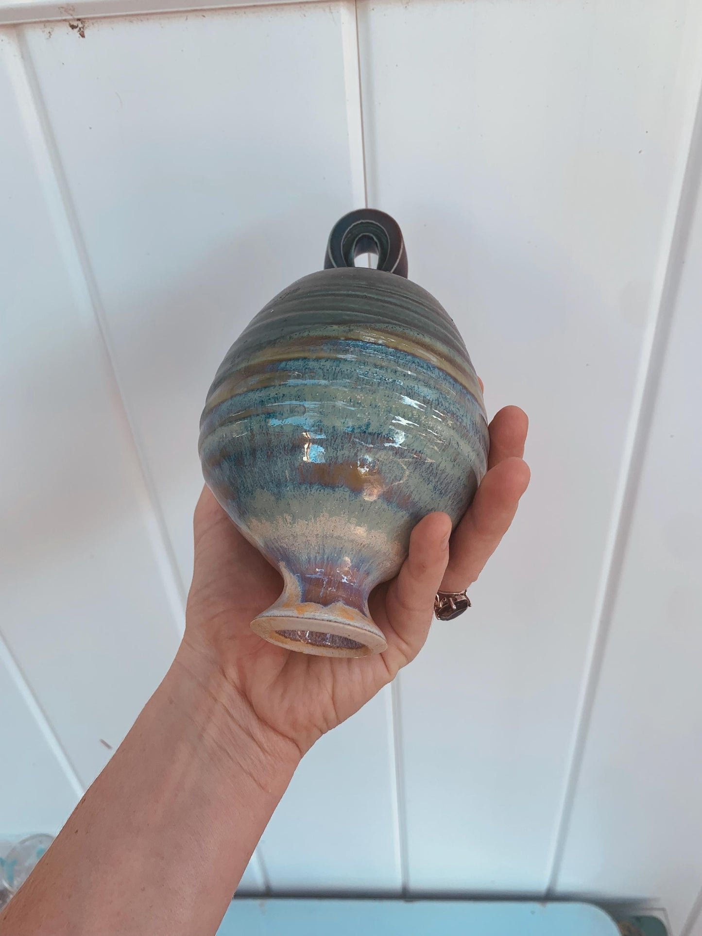 Handmade Blue Pottery Hornet Catcher