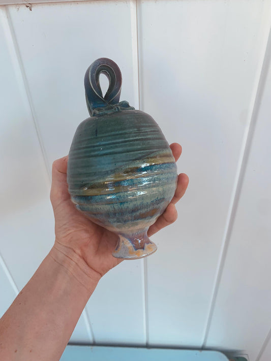 Handmade Blue Pottery Hornet Catcher