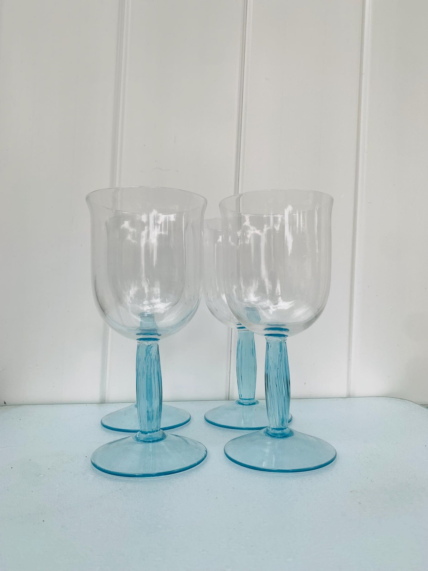 Set of 4 Retro Mikasa Sedona Blue Wine Glasses