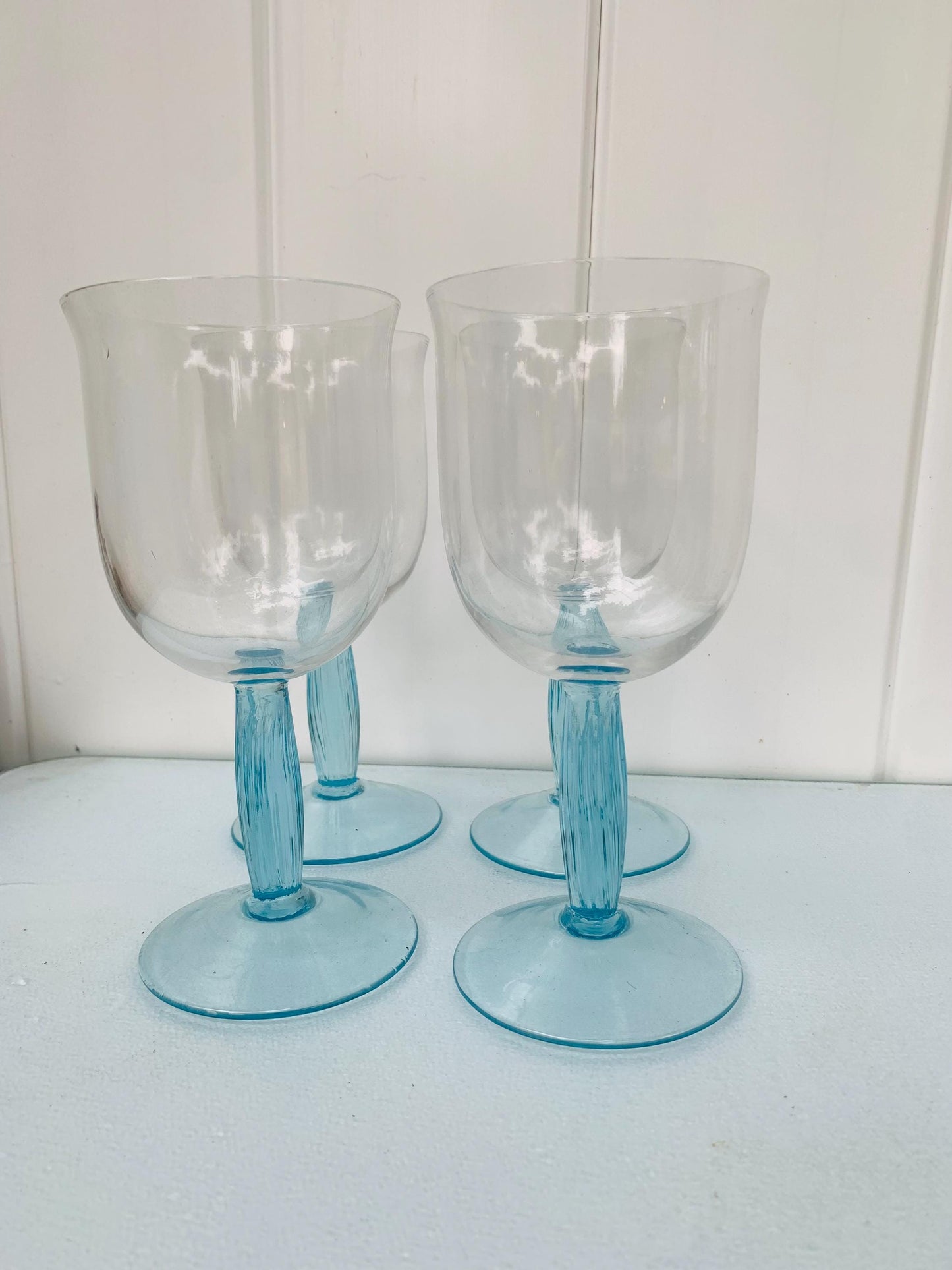 Set of 4 Retro Mikasa Sedona Blue Wine Glasses