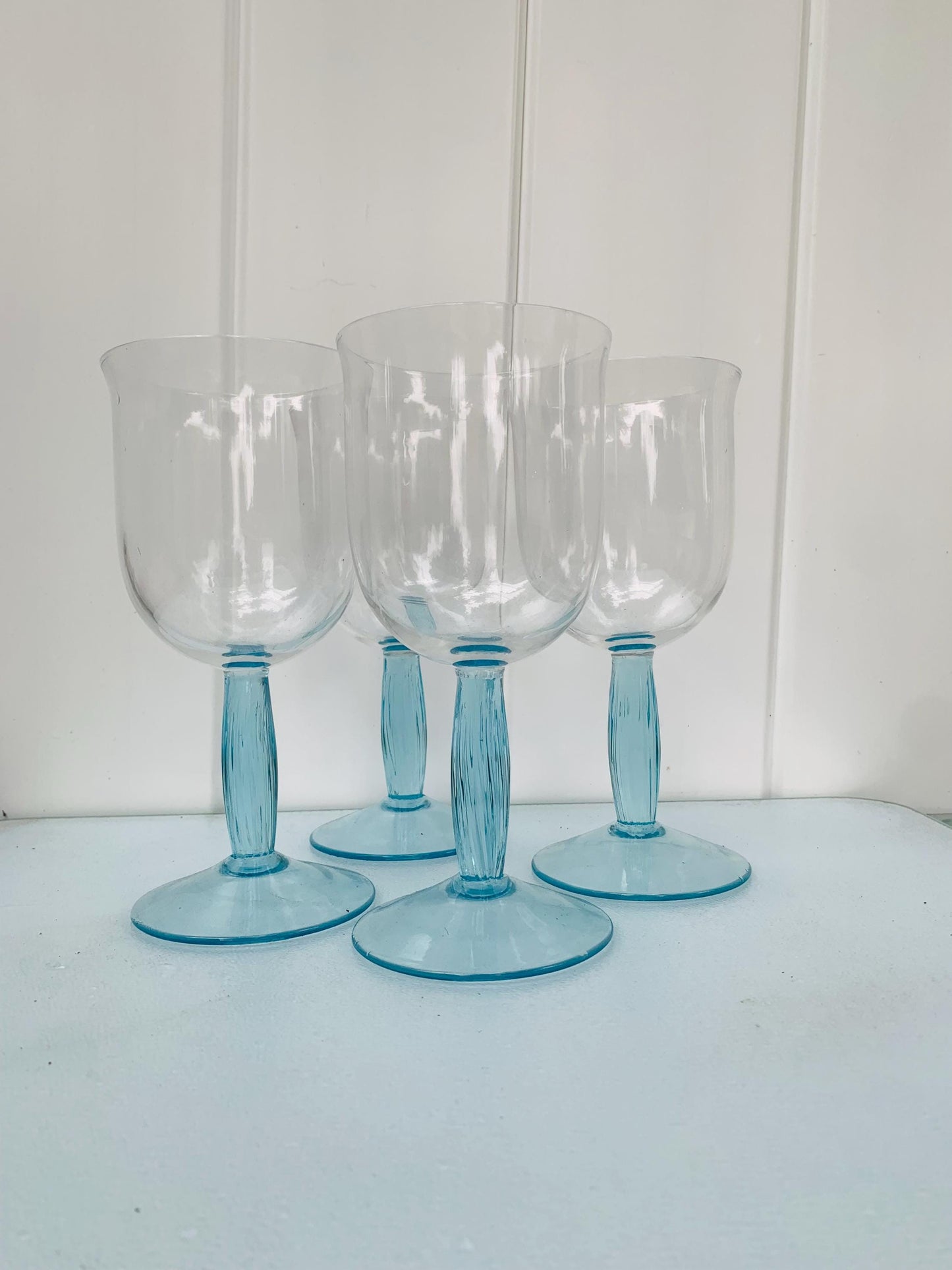 Set of 4 Retro Mikasa Sedona Blue Wine Glasses