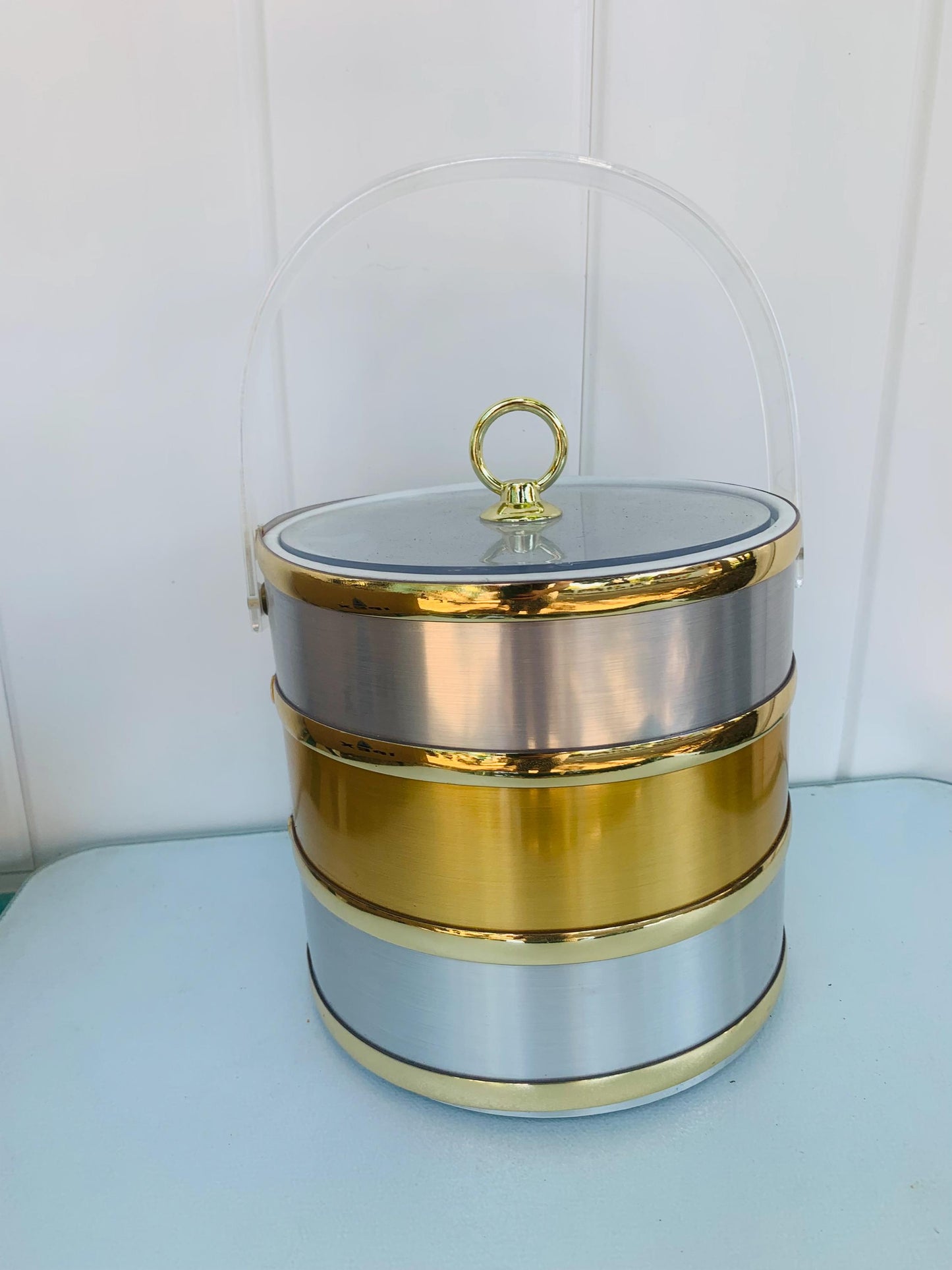 MCM Gold and Silver Ice Bucket
