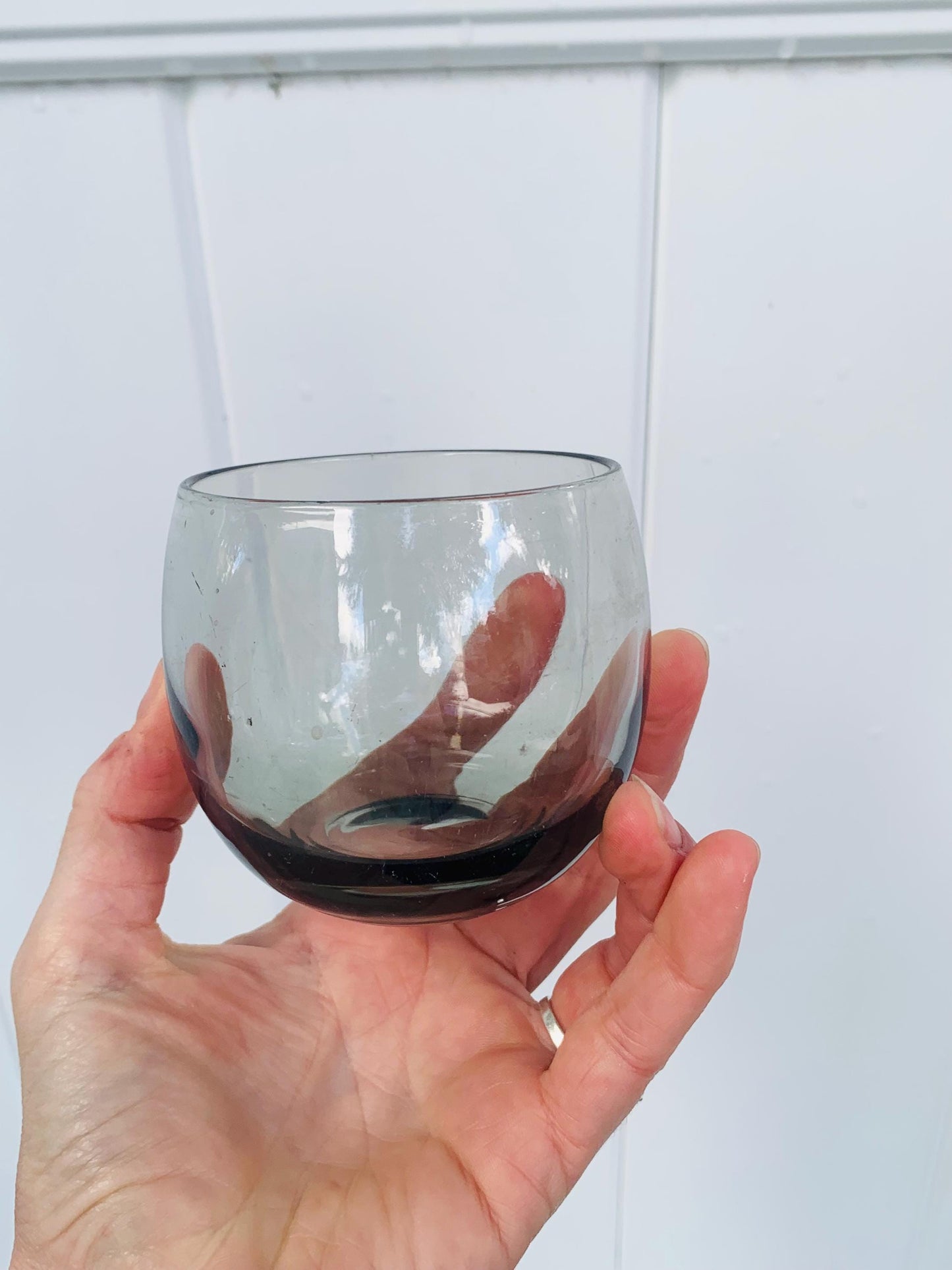 Set of 4 MCM Smokey Gray Roly Poly Glasses