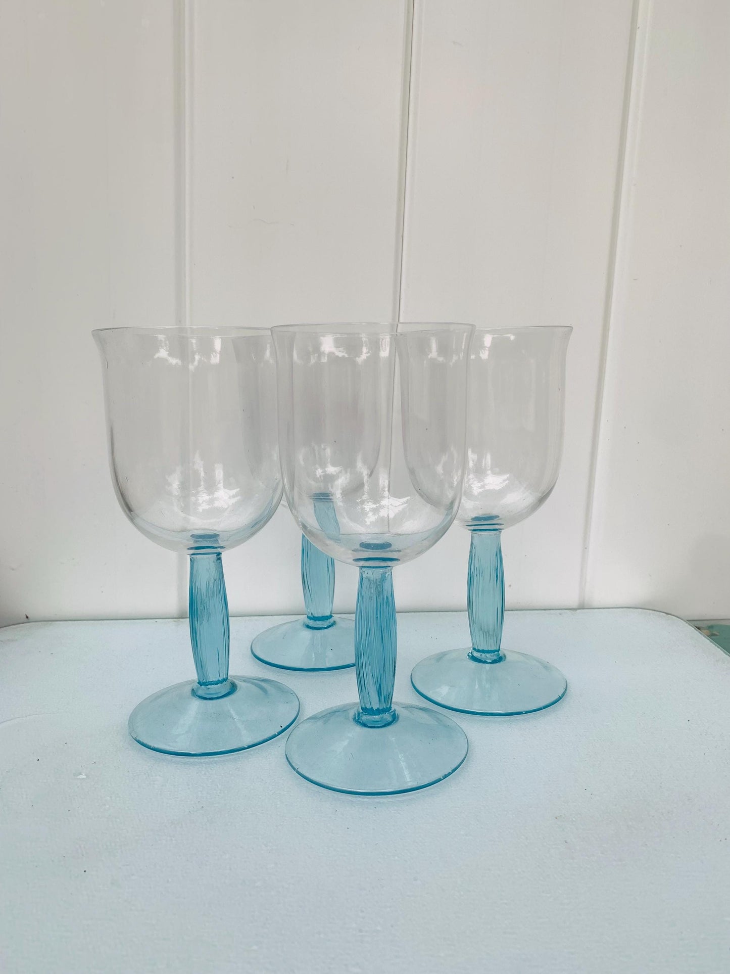 Set of 4 Retro Mikasa Sedona Blue Wine Glasses