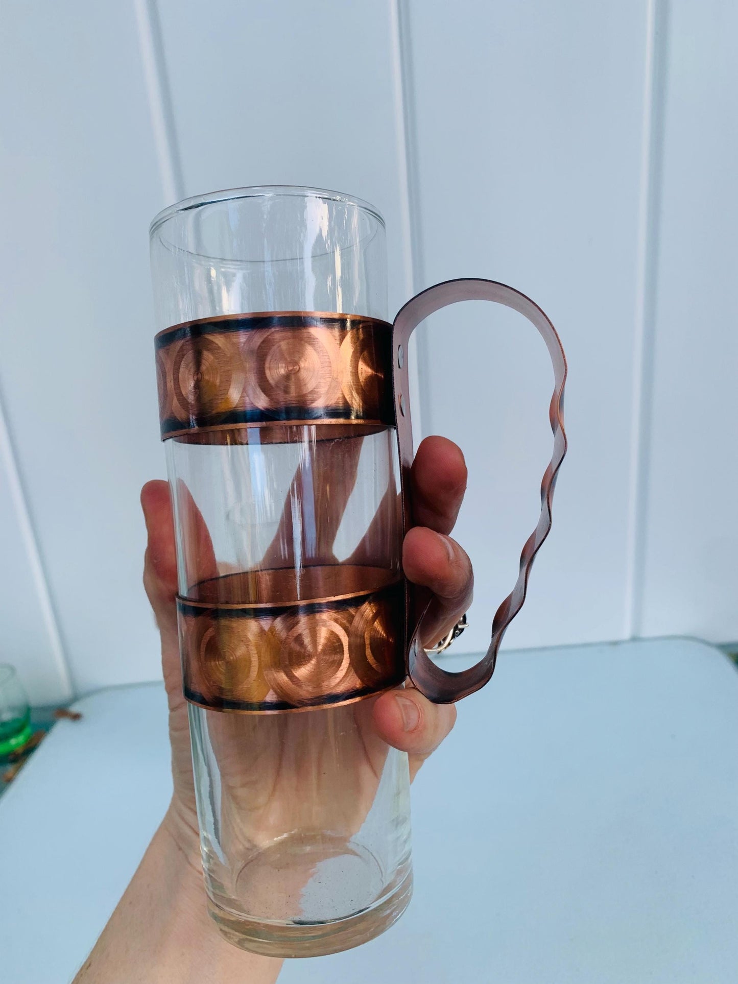 Set of 2 Vintage Tall Glasses with Copper Handle Made in Canada