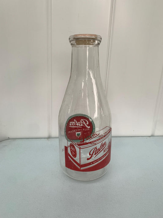 Vintage Palm Dairies Glass Milk  Bottle