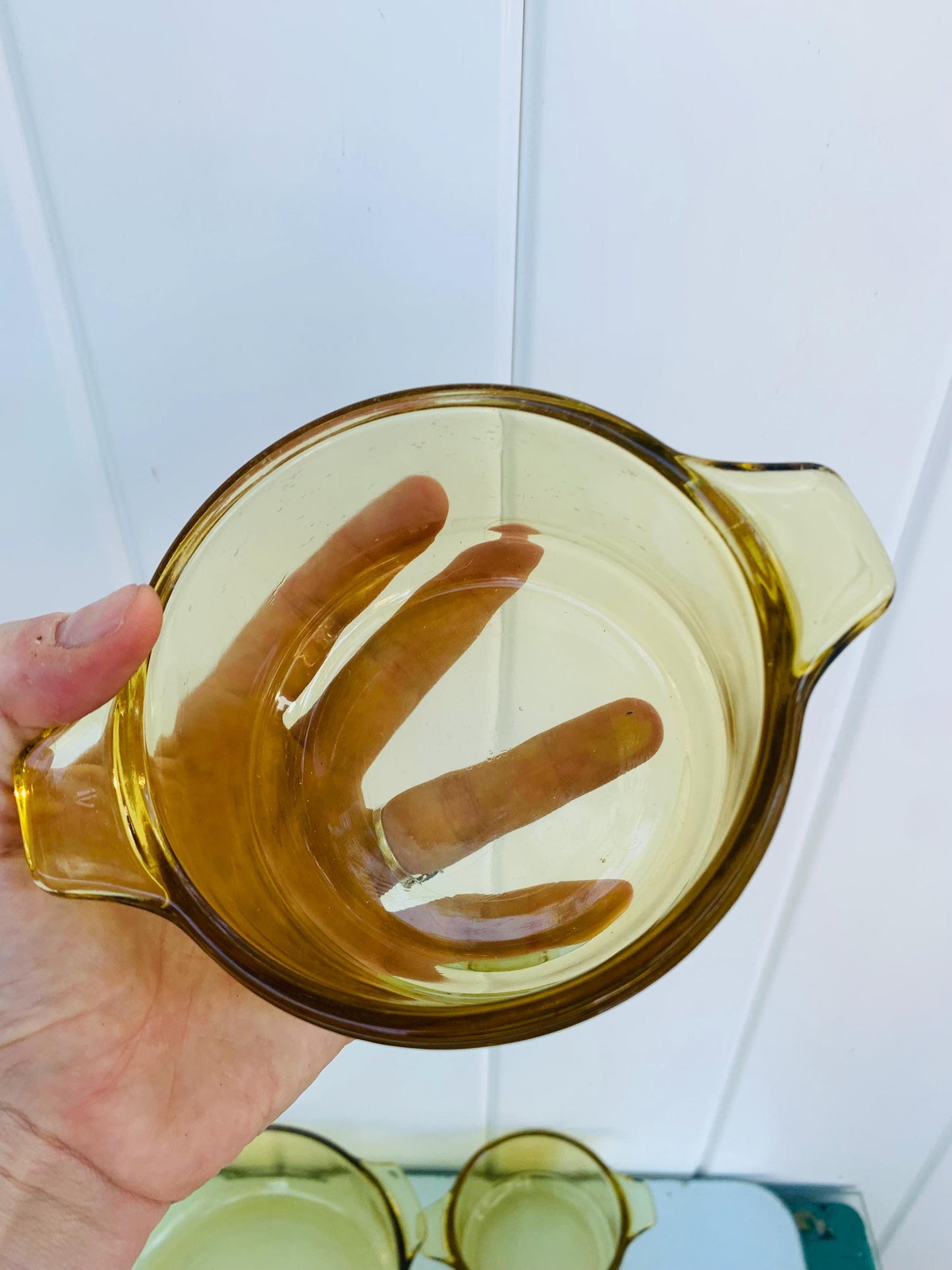 Vintage Forte Crisa Amber Casserole Glass Dish Set