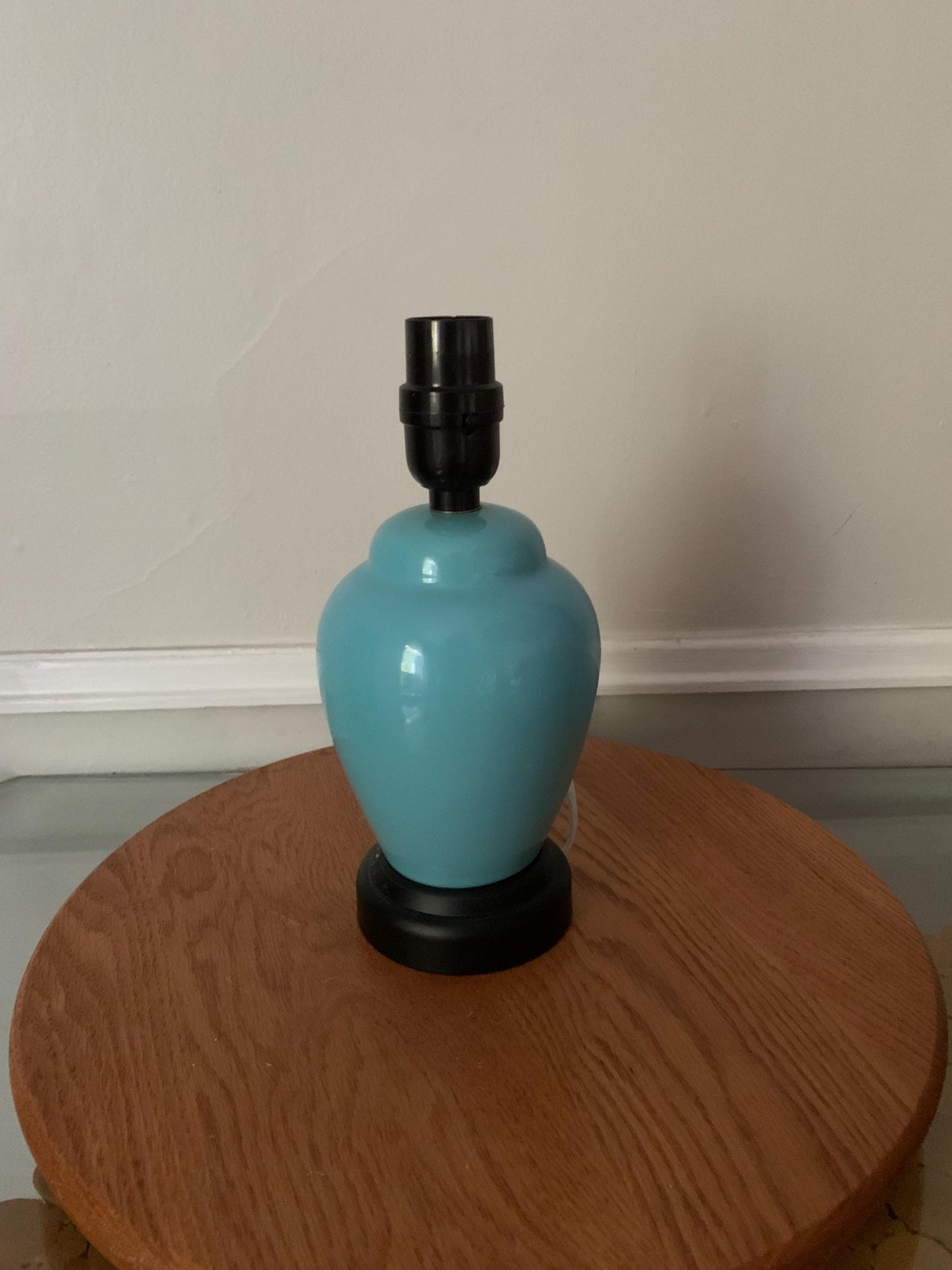 MCM Small Aqua Blue Ceramic Ginger Jar Table Lamp No Shade