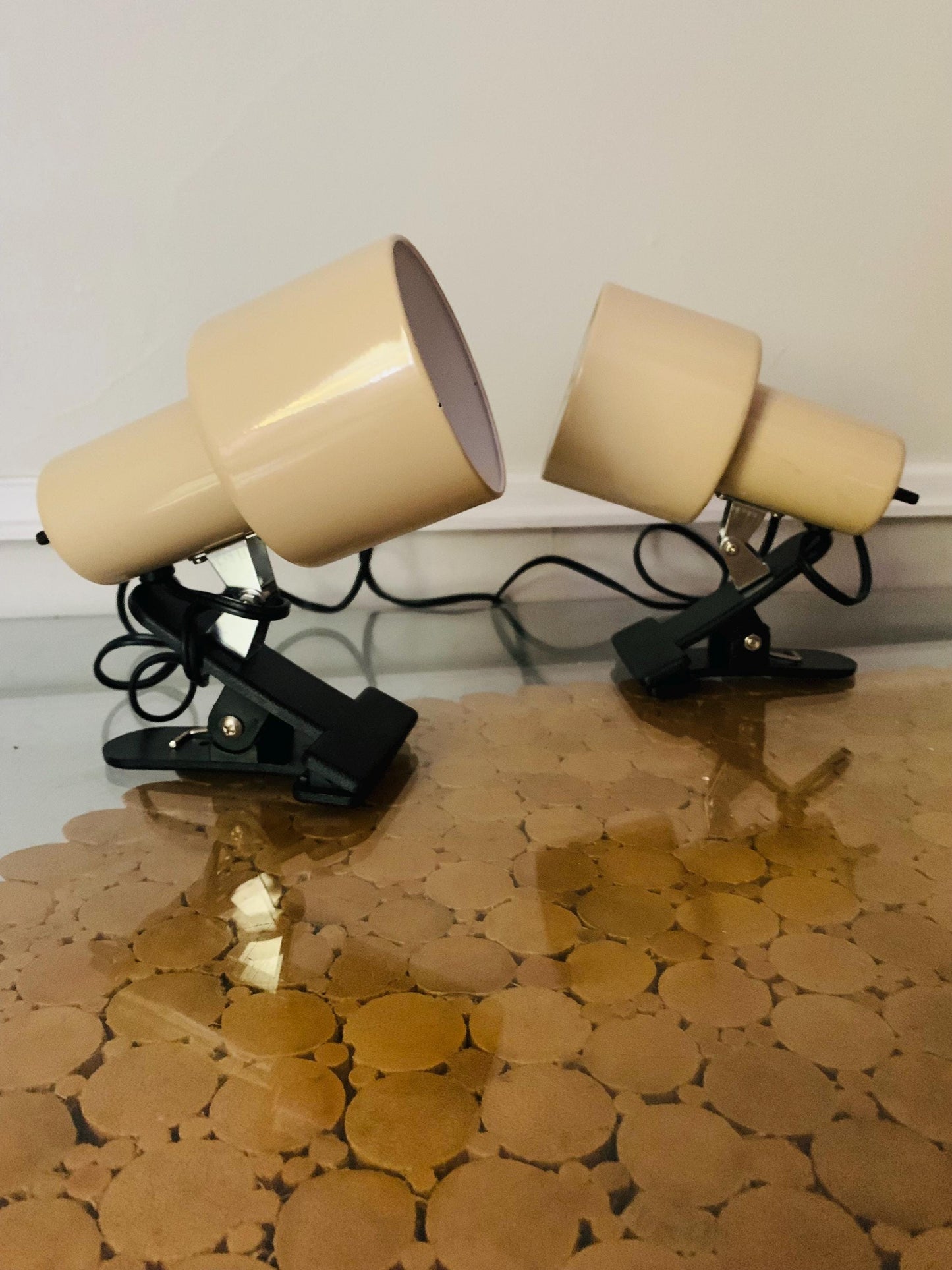 Pair of Vintage Blush Pink Goose Neck Desk Lamps