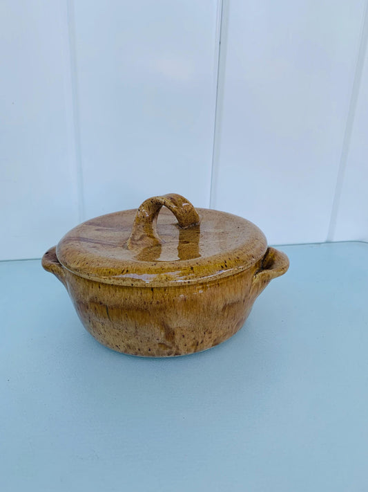 Handmade Natural Pottery  Lidded Dish