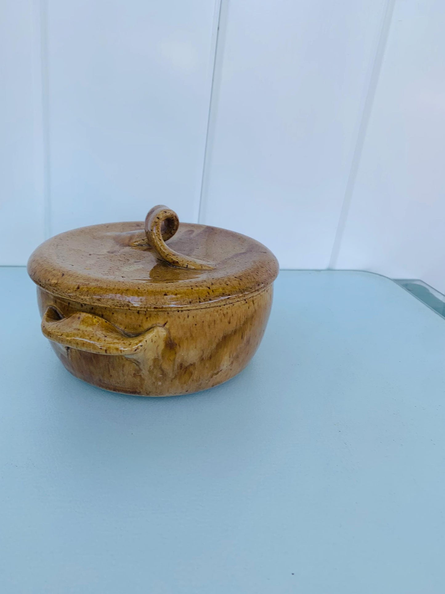 Handmade Natural Pottery  Lidded Dish