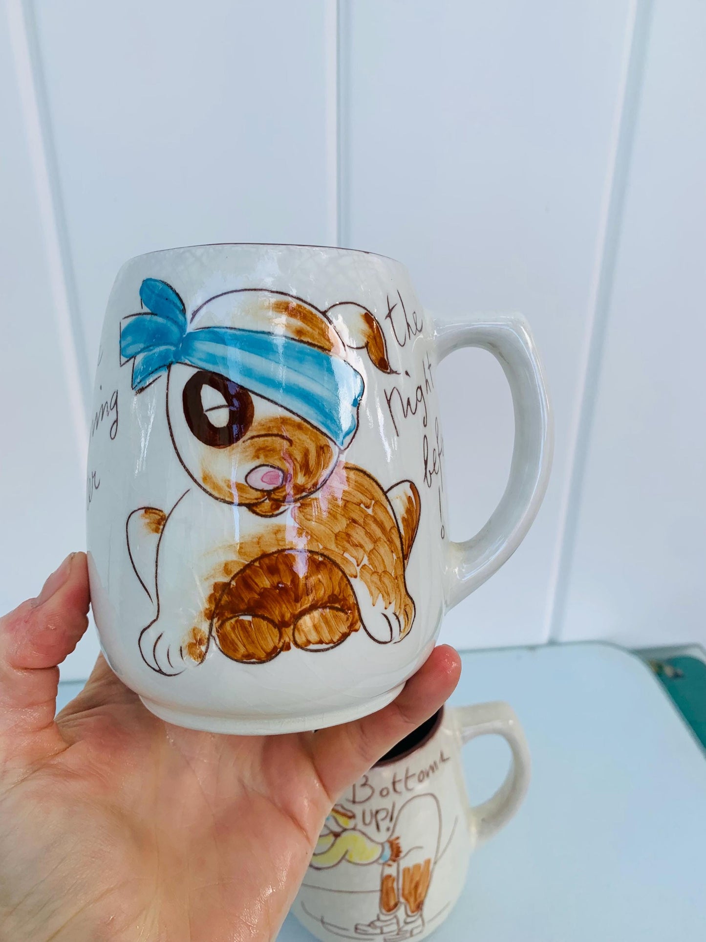 Set of 4 Vintage Hand Painted Ceramic Canuck Pottery Ceramic Mugs Made in Canada