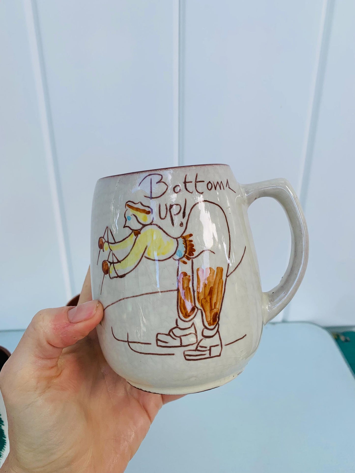Set of 4 Vintage Hand Painted Ceramic Canuck Pottery Ceramic Mugs Made in Canada