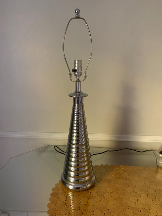 Tall MCM Stacked Chrome Column Lamp No Shade