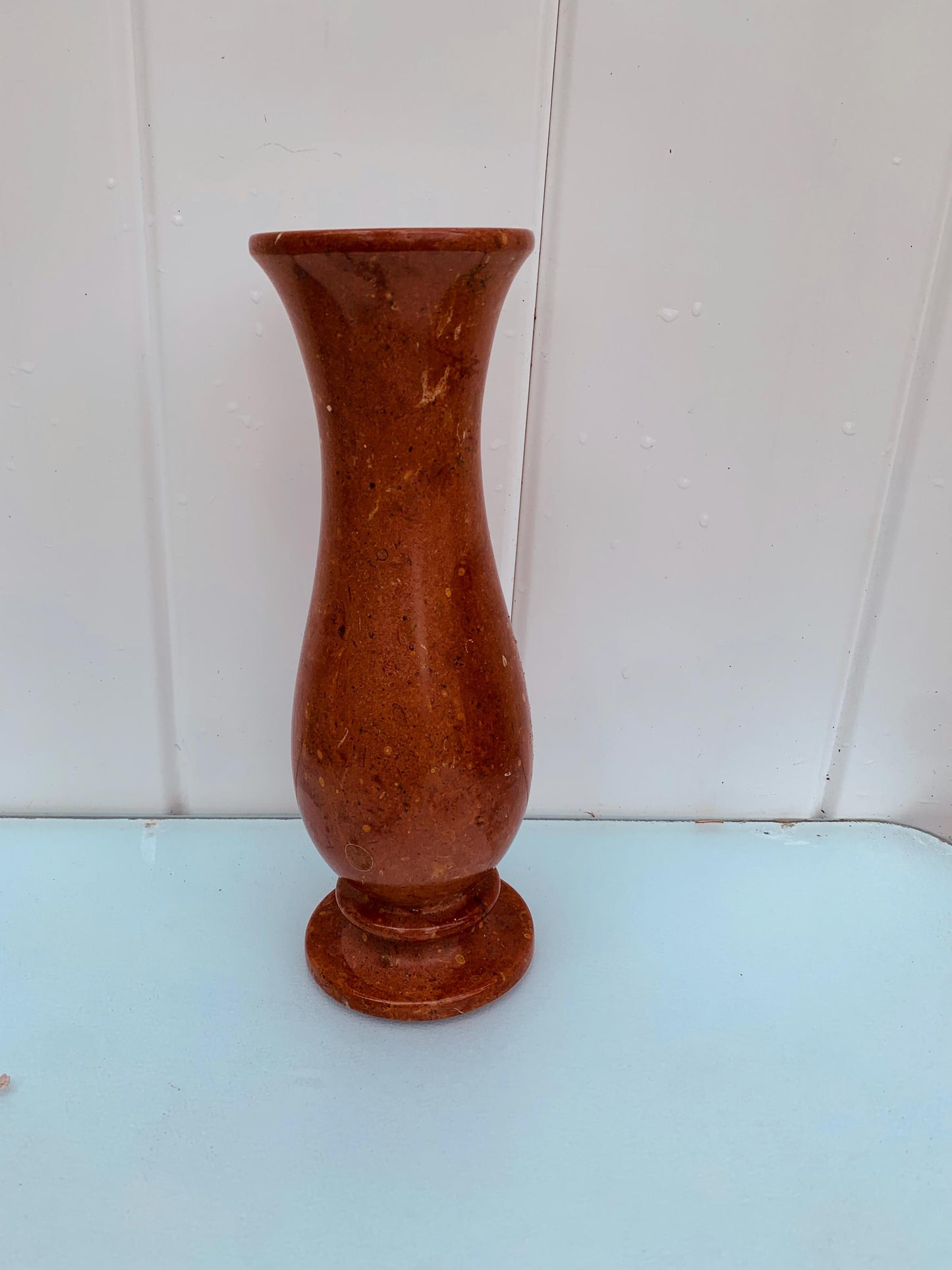 Vintage Hand Carved Terra Cotta Coloured Stone Vase