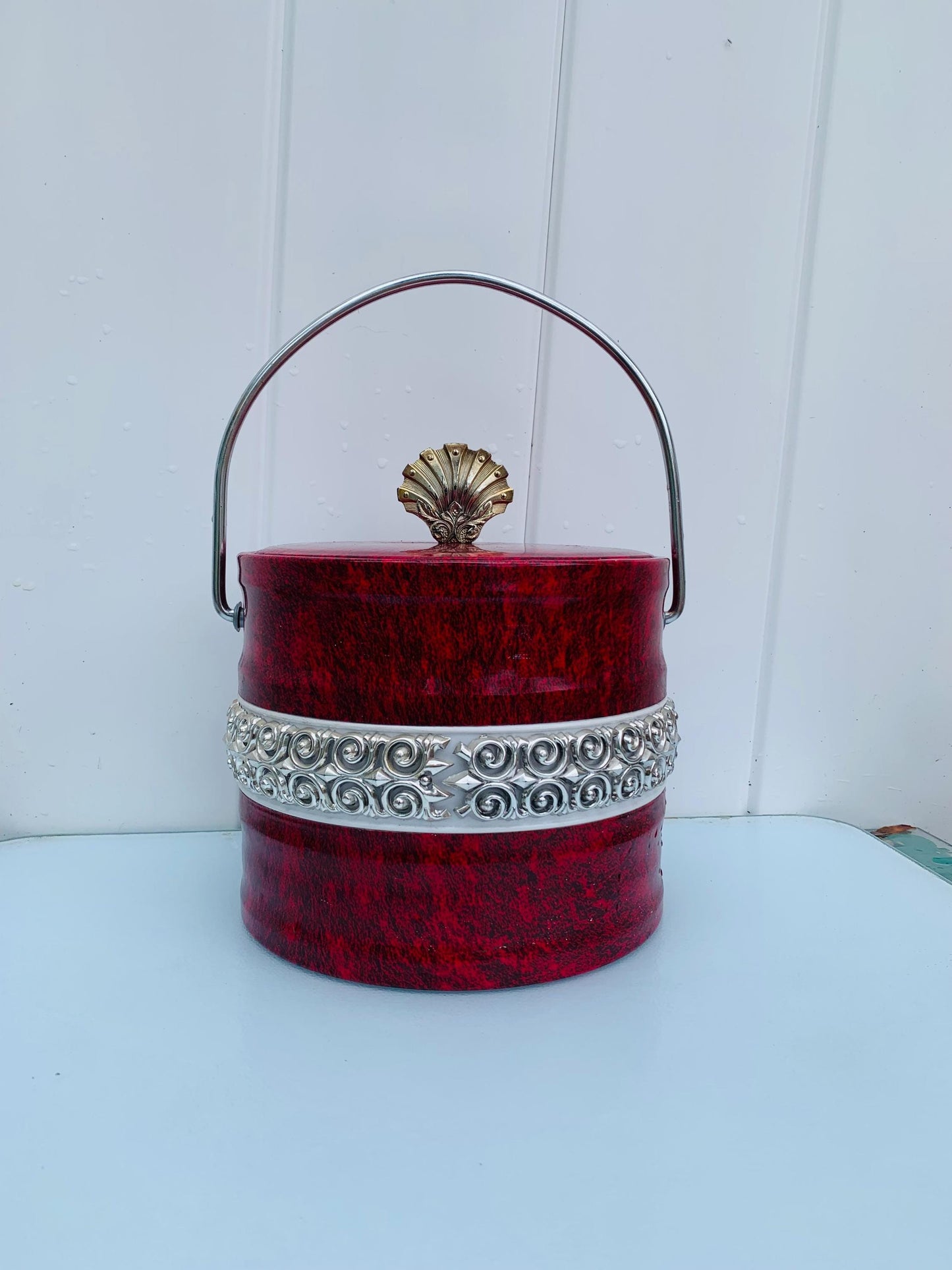 MCM Red & Silver Ice Bucket Made in Japan