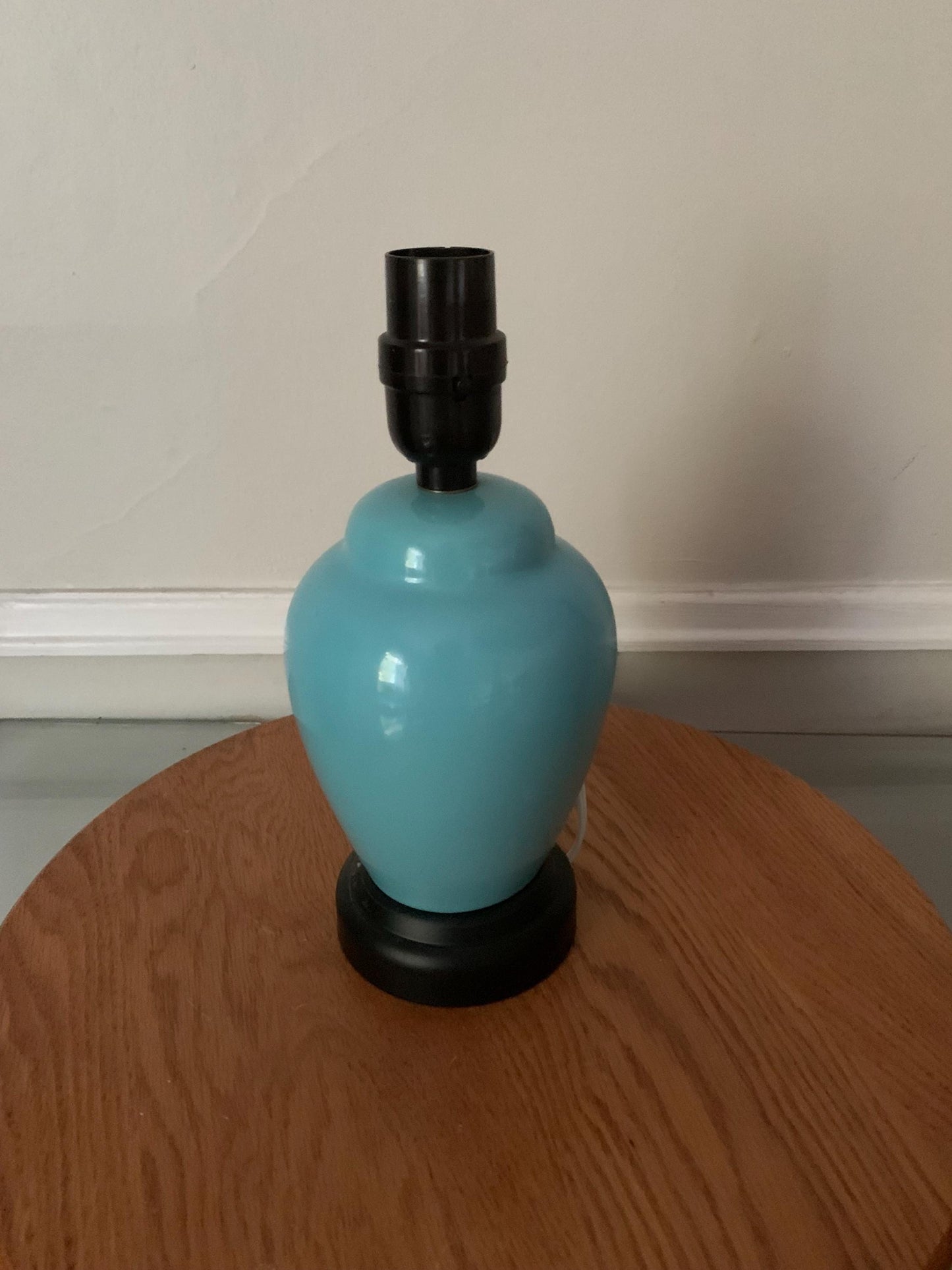 MCM Small Aqua Blue Ceramic Ginger Jar Table Lamp No Shade