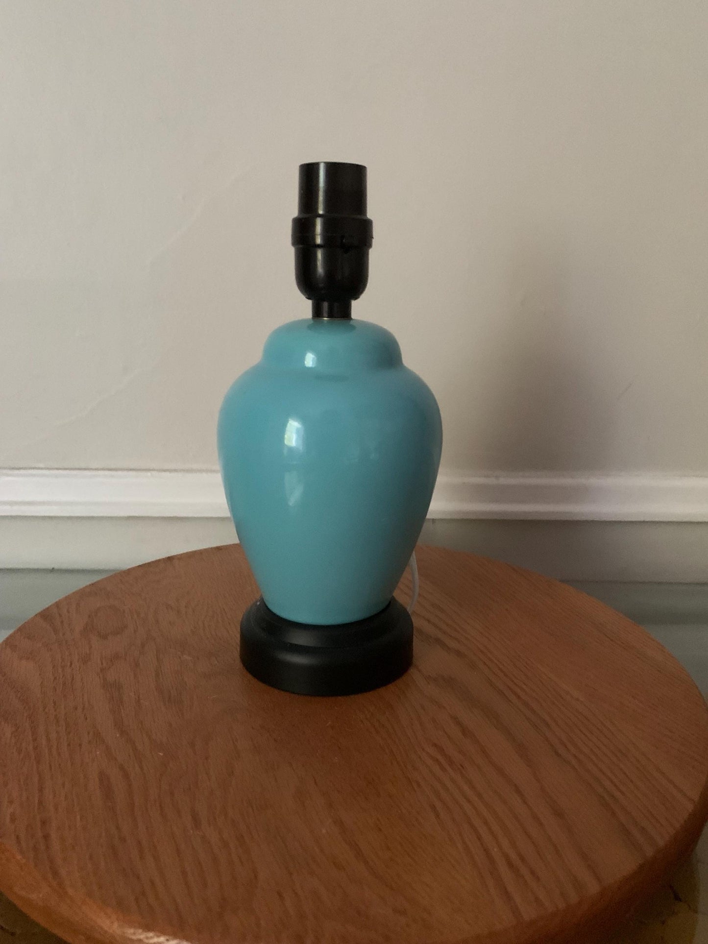 MCM Small Aqua Blue Ceramic Ginger Jar Table Lamp No Shade