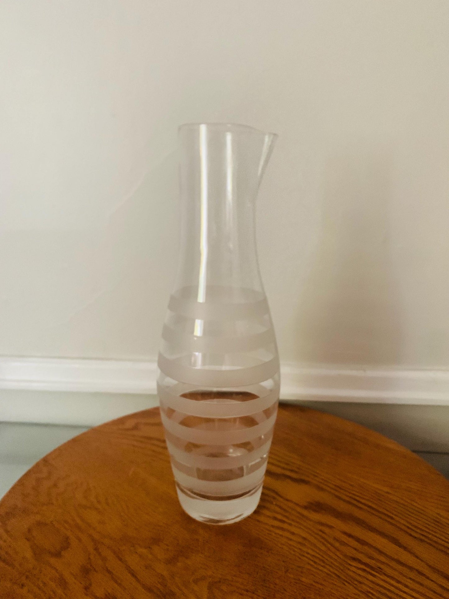 VIntage Tall Frosted Stripe Glass Decanter