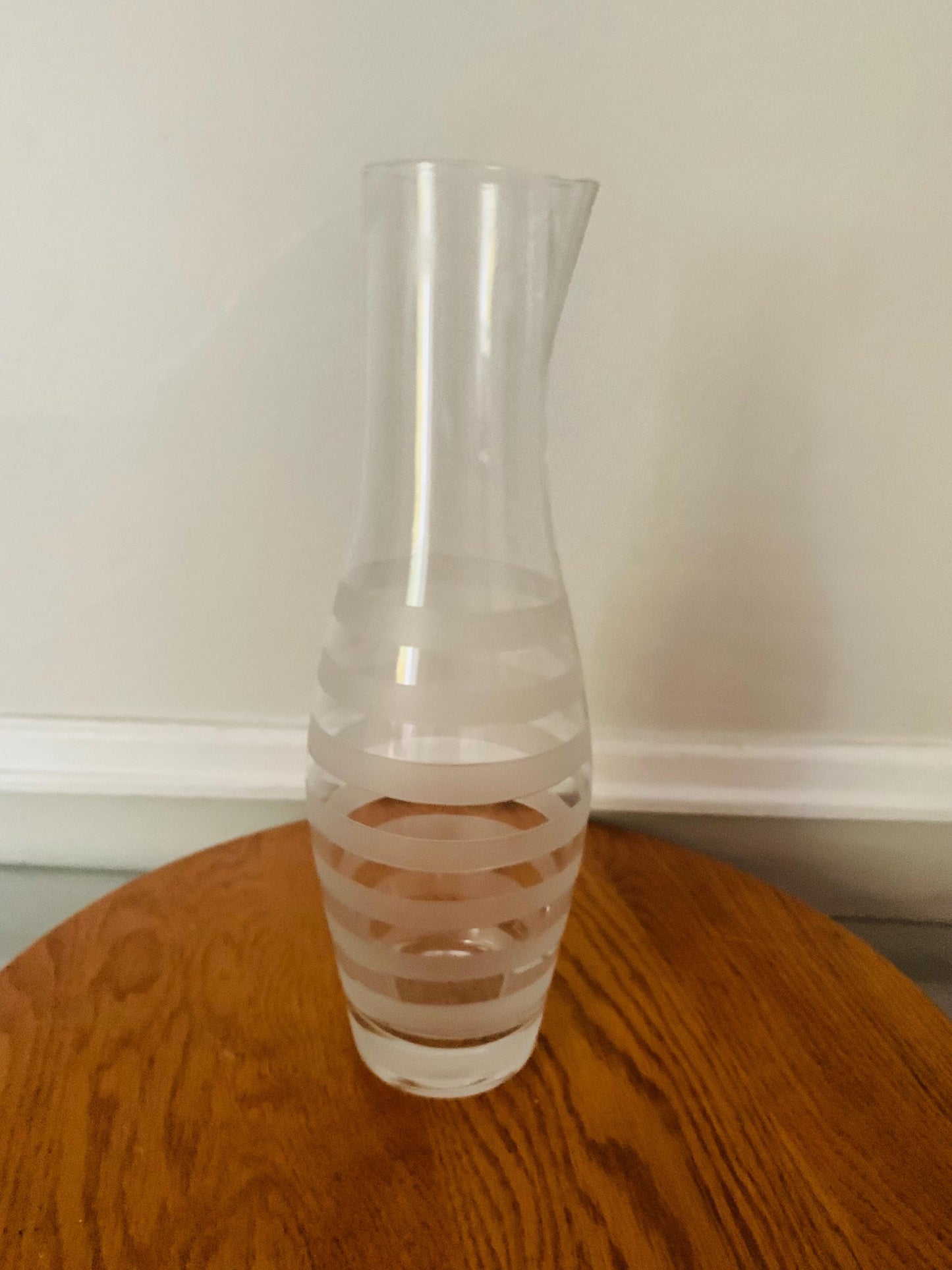 VIntage Tall Frosted Stripe Glass Decanter