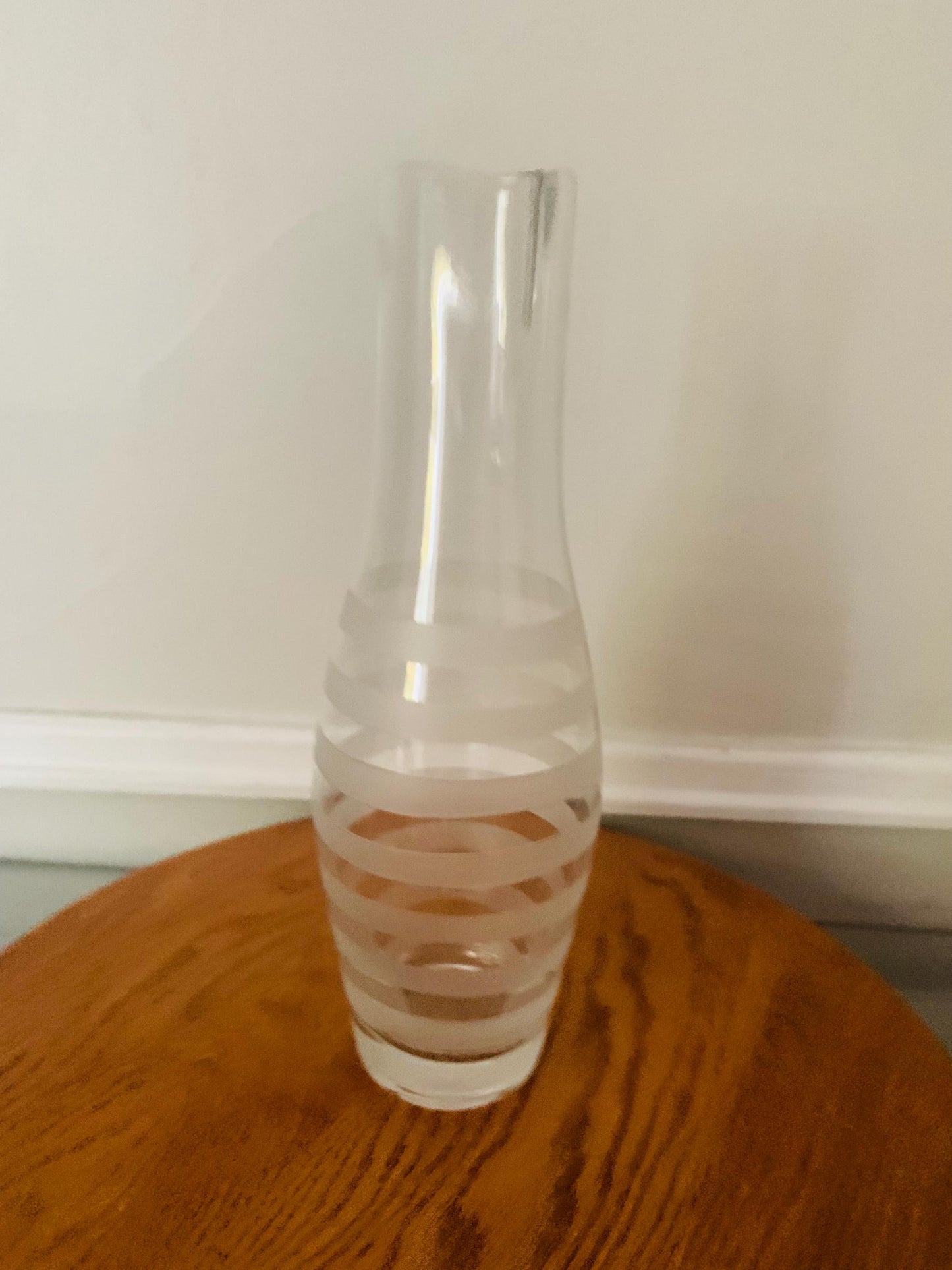 VIntage Tall Frosted Stripe Glass Decanter