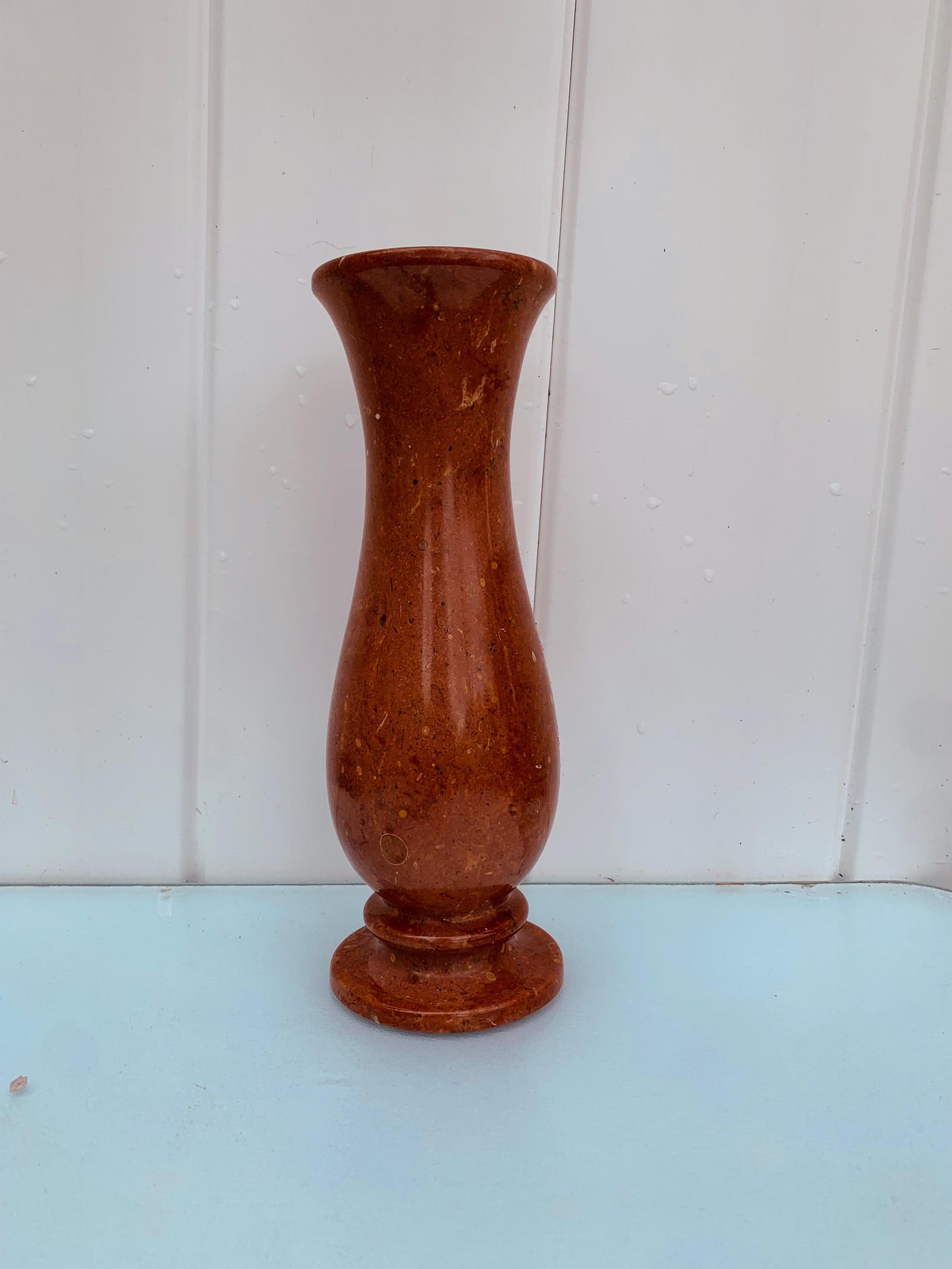 Vintage Hand Carved Terra Cotta Coloured Stone Vase