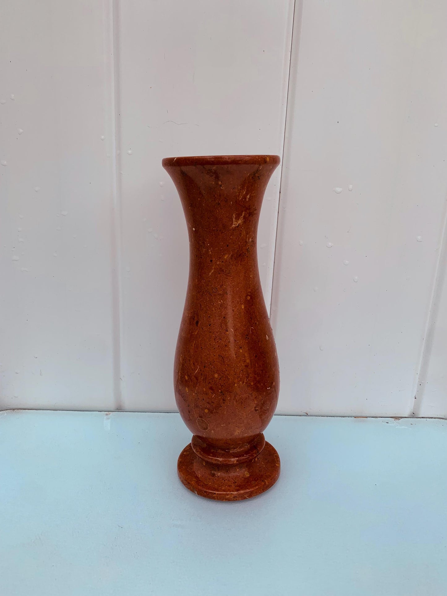 Vintage Hand Carved Terra Cotta Coloured Stone Vase