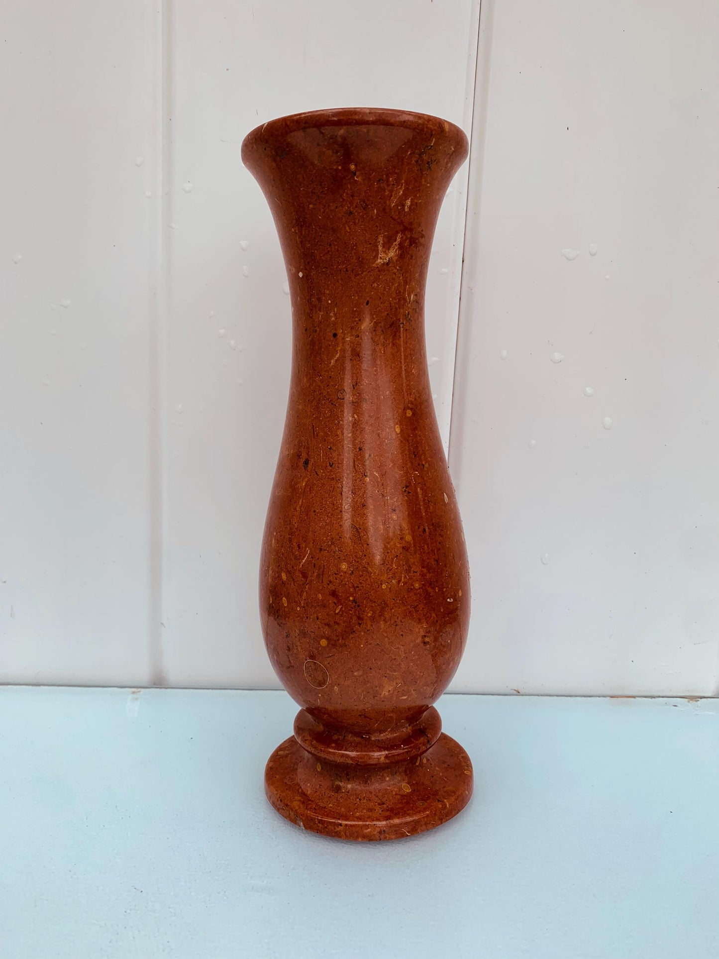 Vintage Hand Carved Terra Cotta Coloured Stone Vase