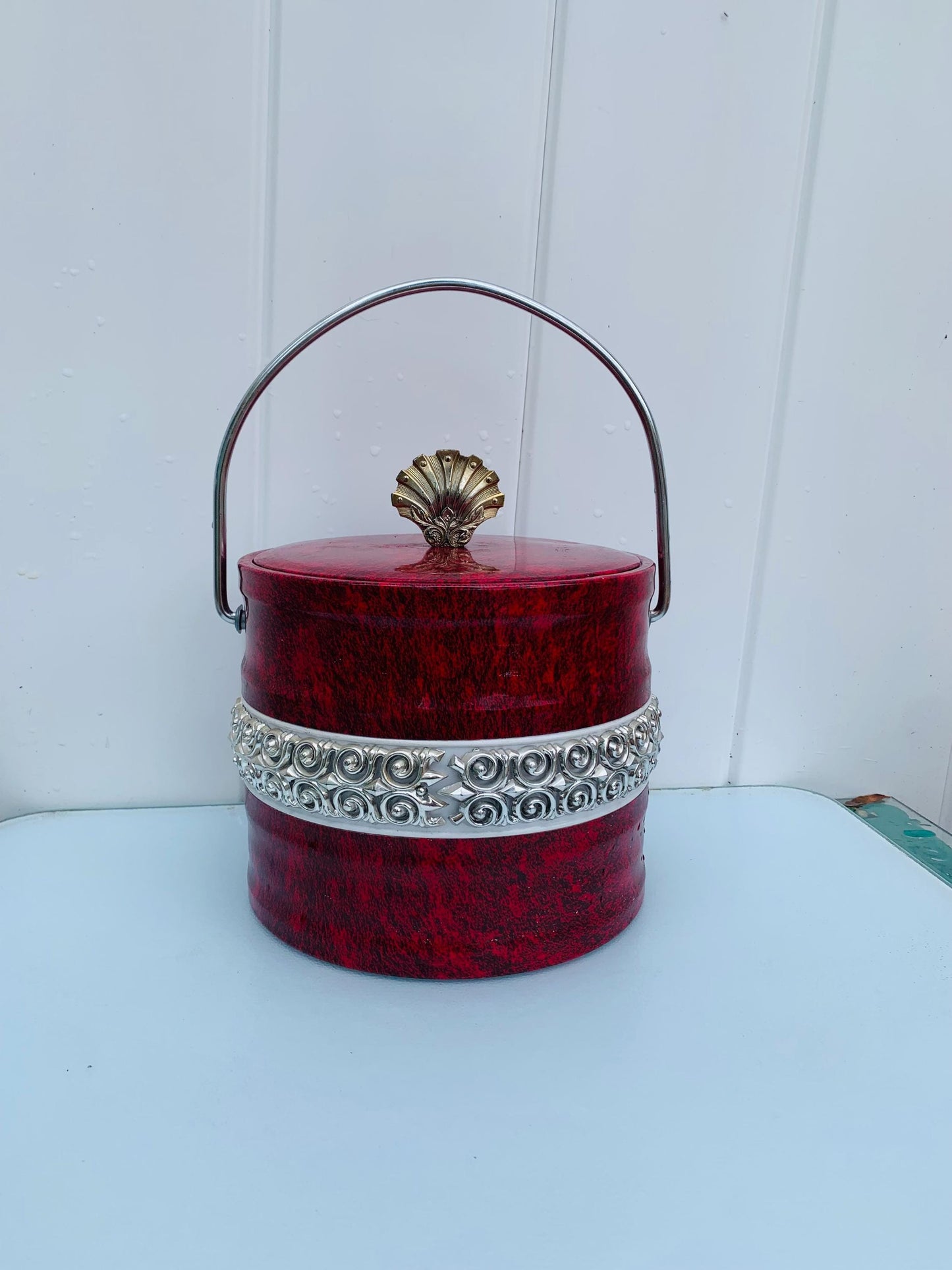 MCM Red & Silver Ice Bucket Made in Japan