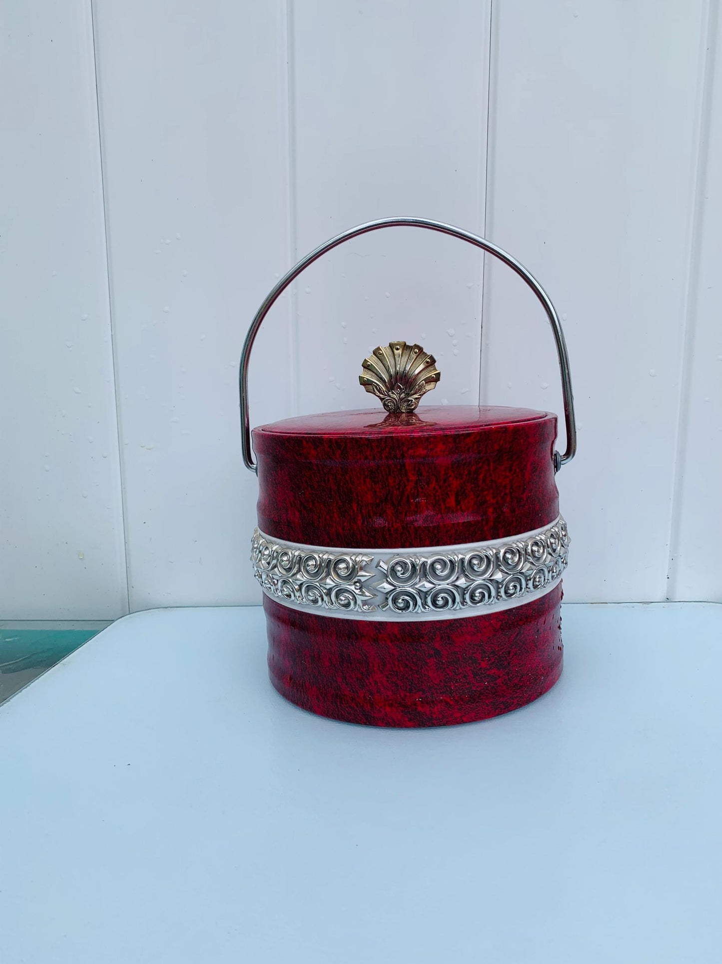 MCM Red & Silver Ice Bucket Made in Japan