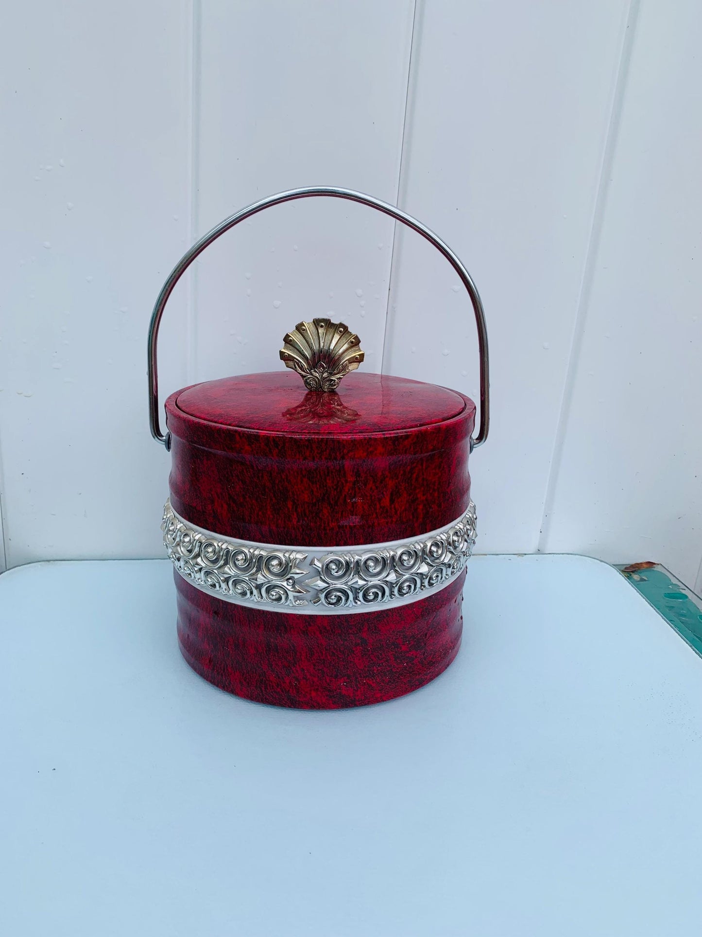 MCM Red & Silver Ice Bucket Made in Japan