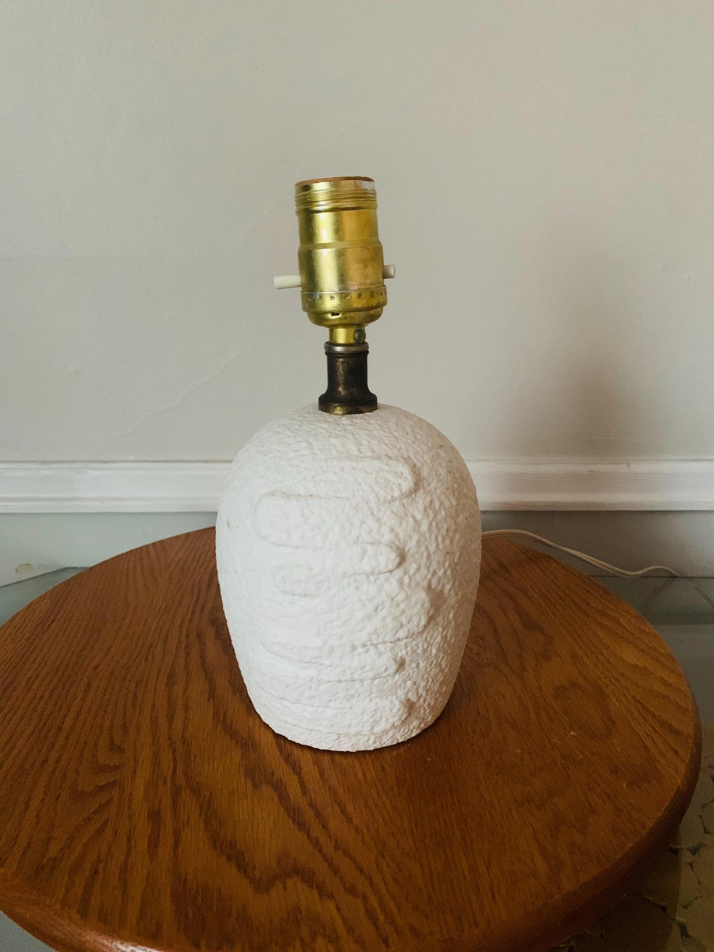 Vintage  Small Textured White Ceramic Lamp No Shade