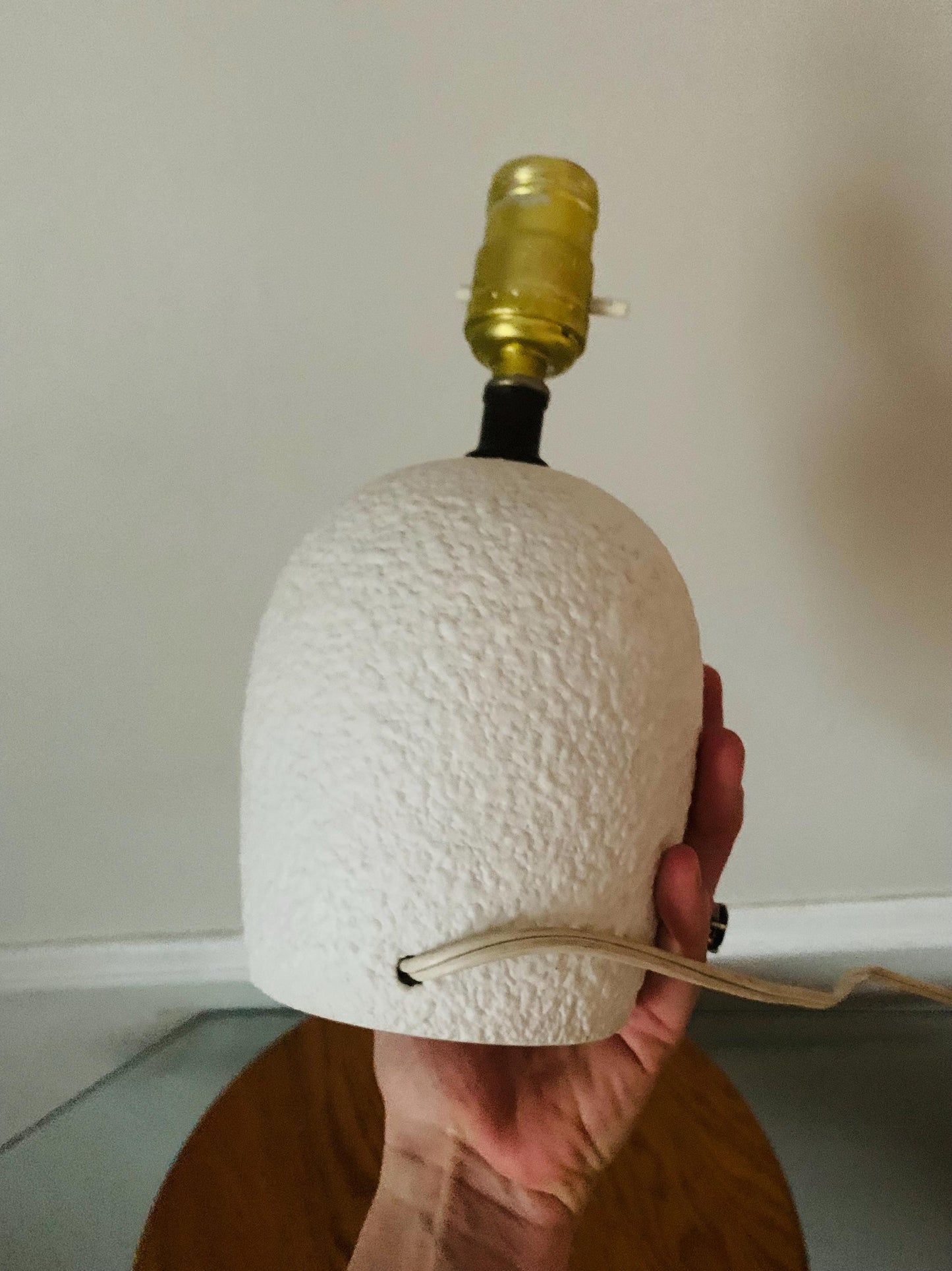 Vintage  Small Textured White Ceramic Lamp No Shade