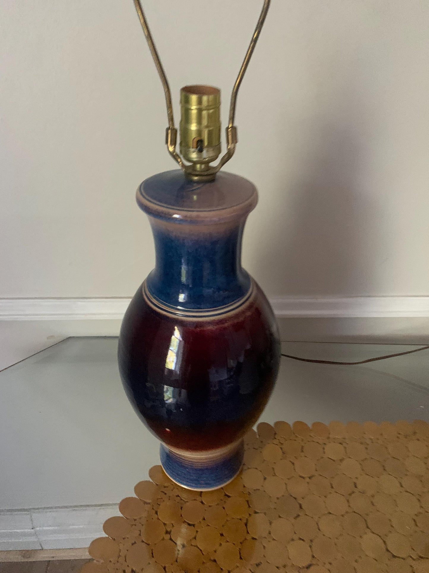 MCM Purple & Blue Pottery Lamps No Shades