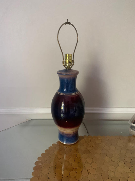 MCM Purple & Blue Pottery Lamps No Shades